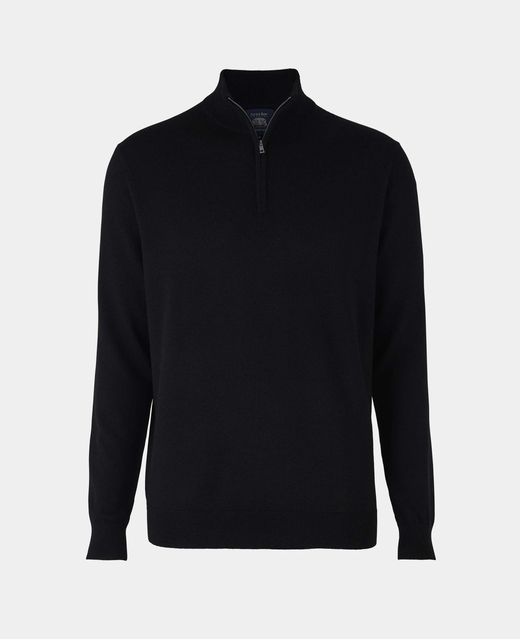 Black Merino Wool Zip Neck Jumper - Image 4