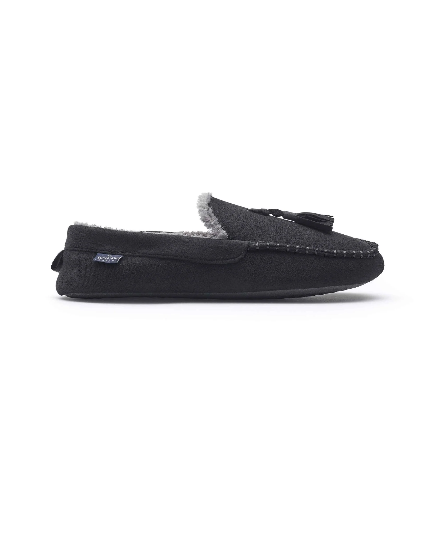 Black Microsuede Moccasin Slippers - Image 3