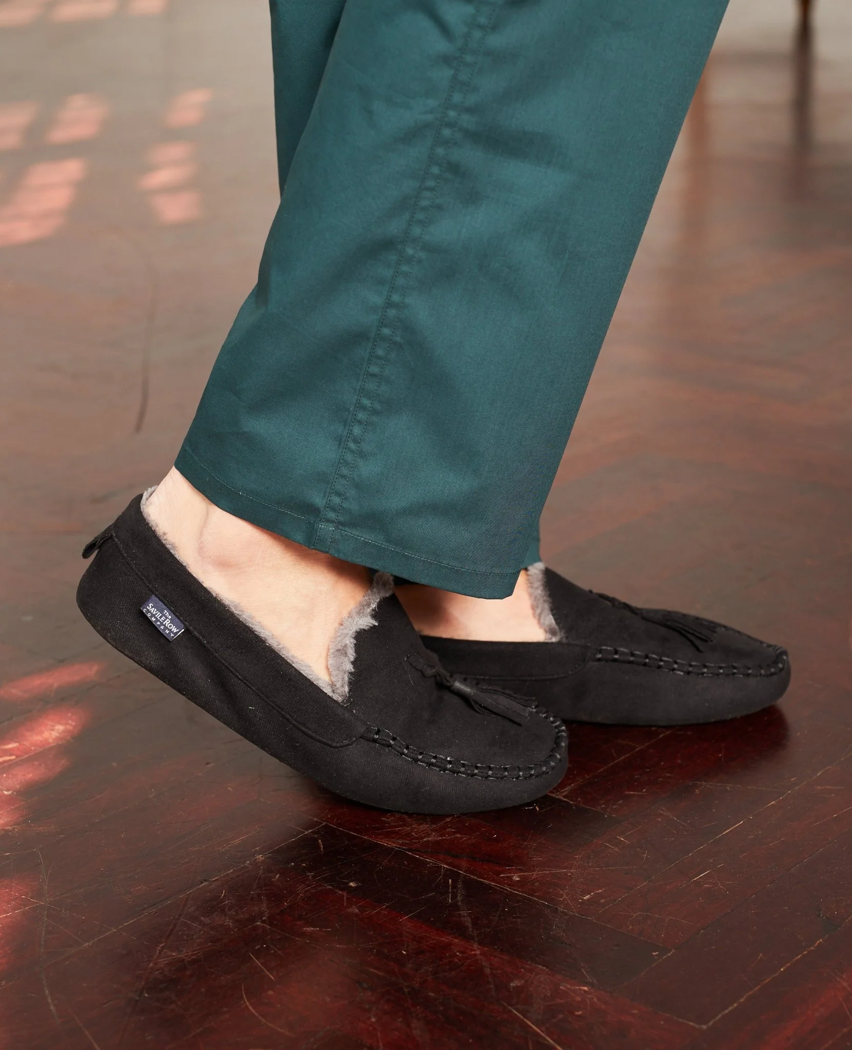 Black Microsuede Moccasin Slippers - Image 4