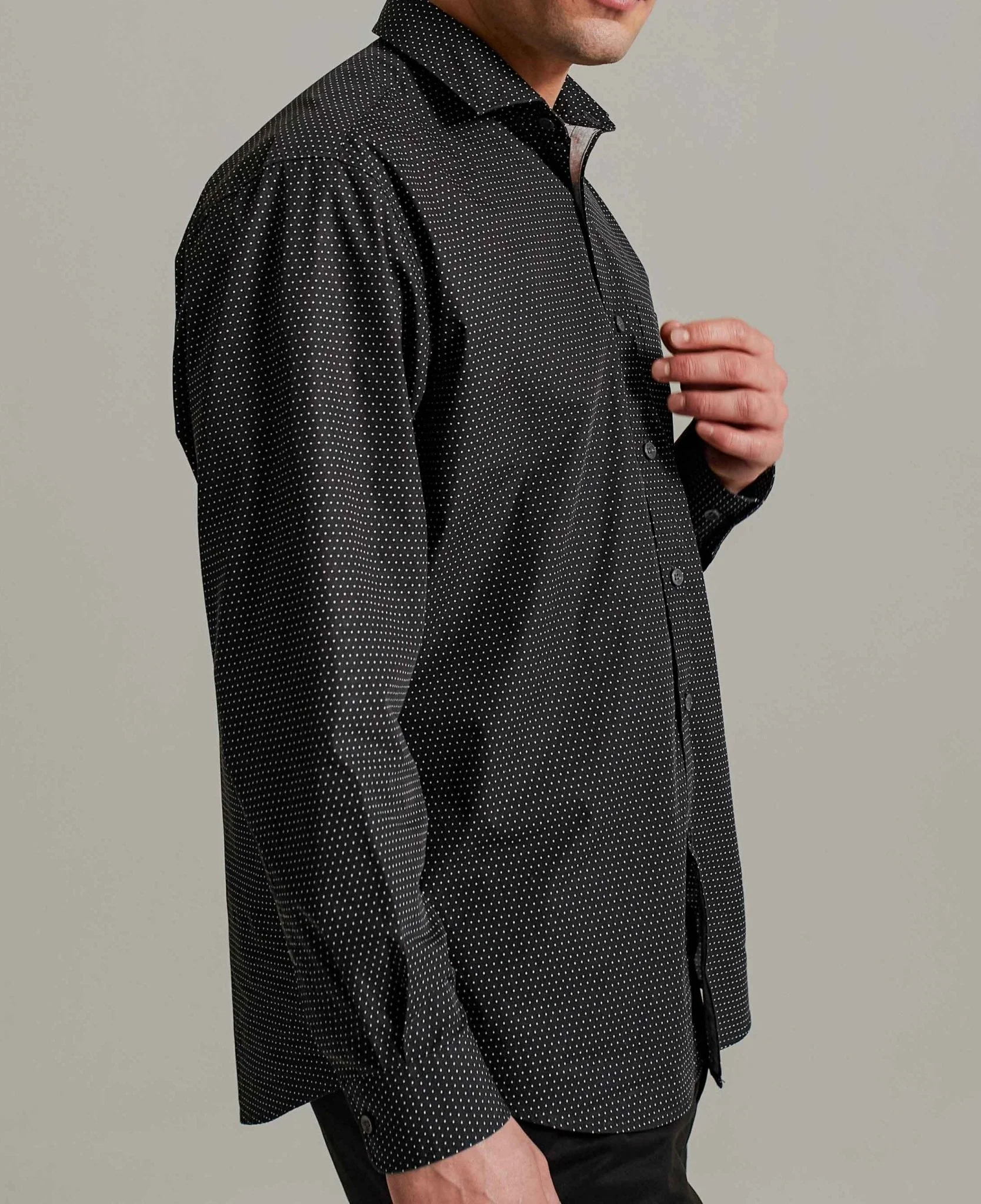 Black Pinspot Printed Shirt - Image 7