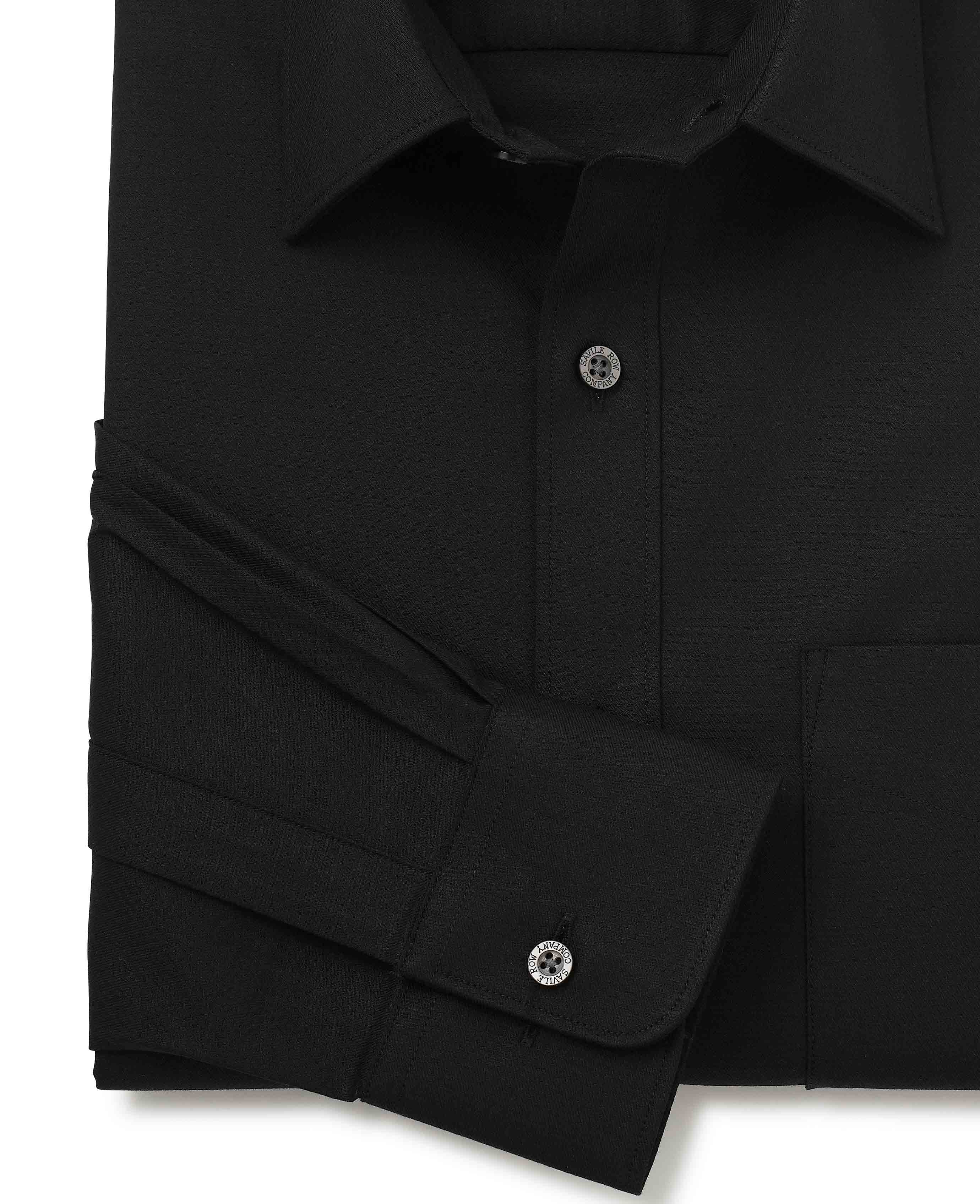 Black Stretch Cotton Classic Fit Formal Shirt - Single Cuff - Image 7