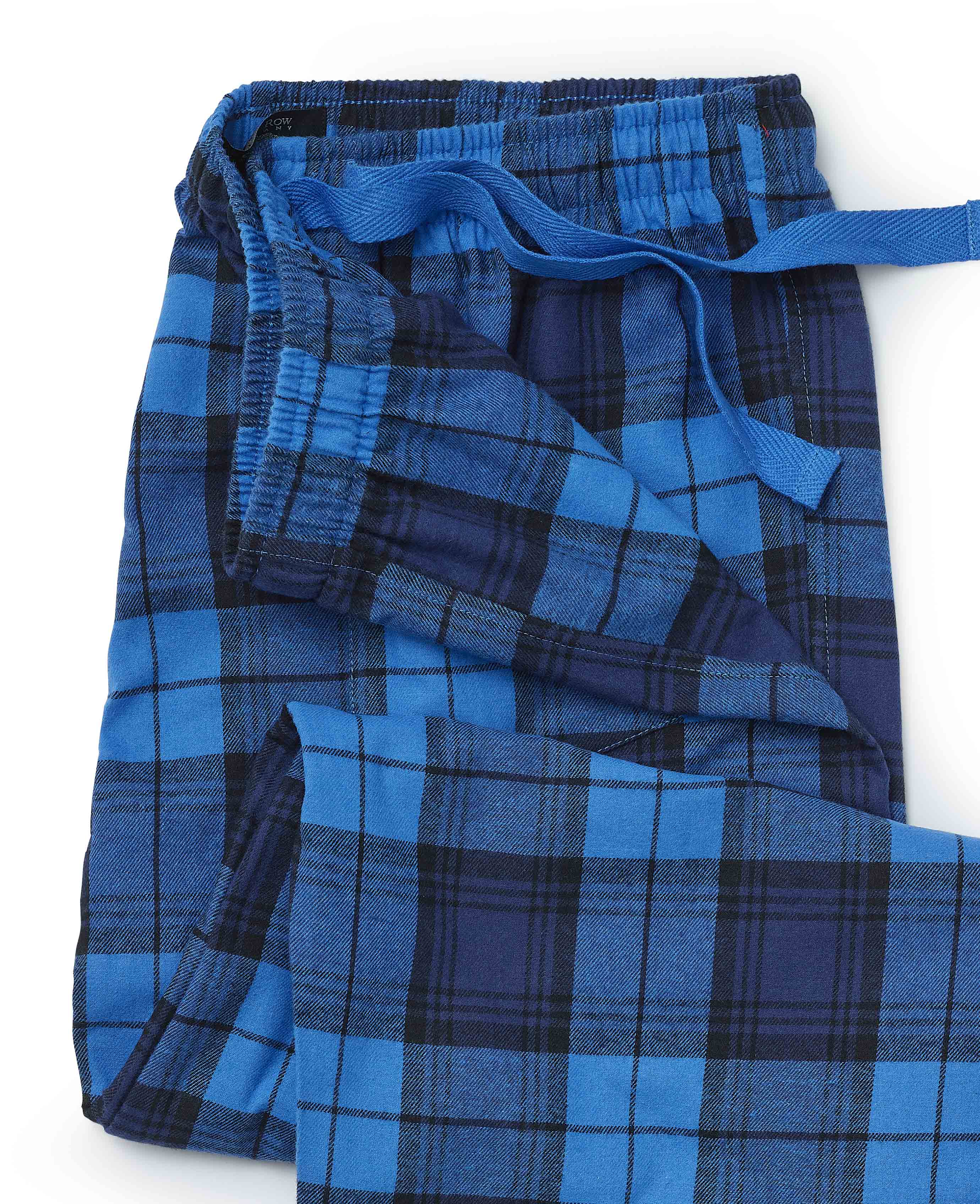 Blue Brushed Cotton Twill Window Check Lounge Pants - Image 4