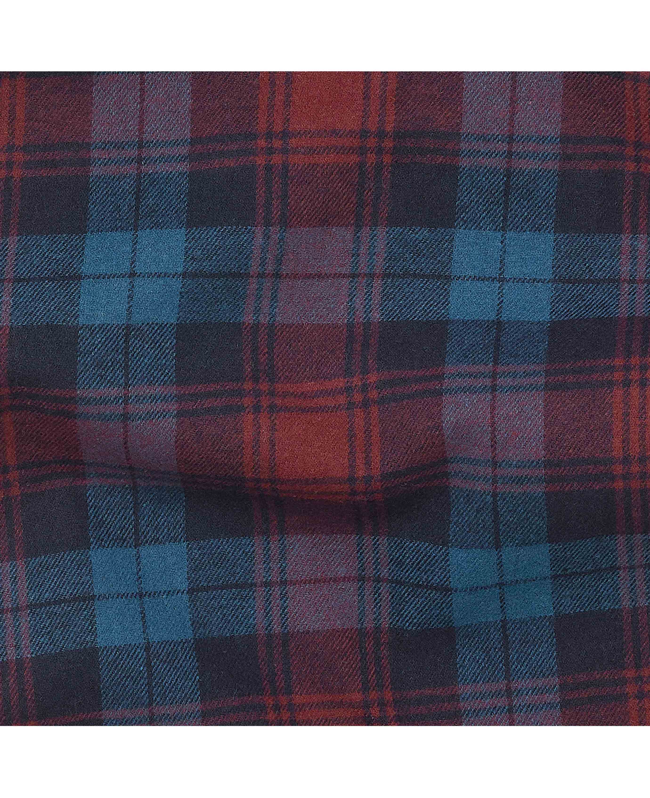 Blue Burgundy Brushed Cotton Twill Window Check Lounge Pants - Image 5