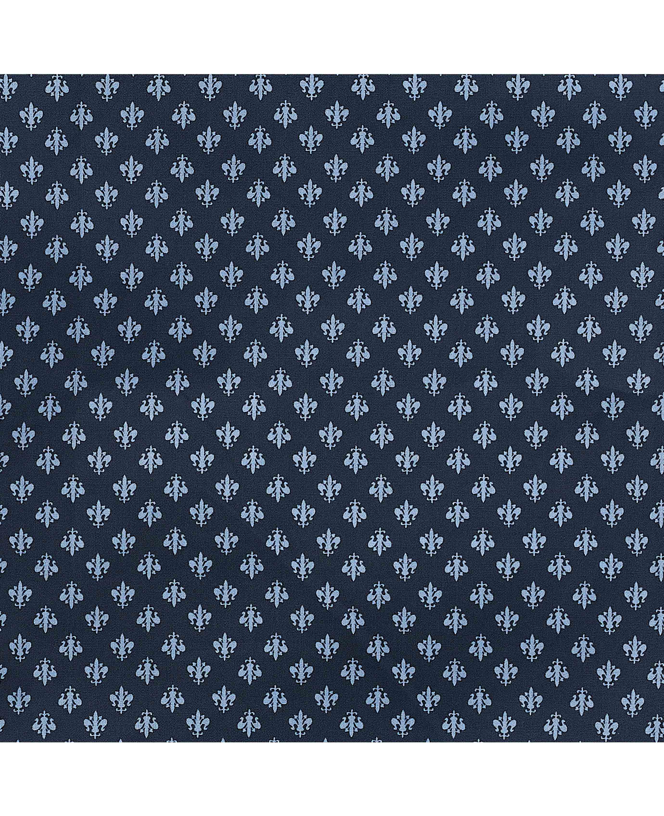 Blue Cotton Fleur De Lys Printed Lounge Shorts - Image 5