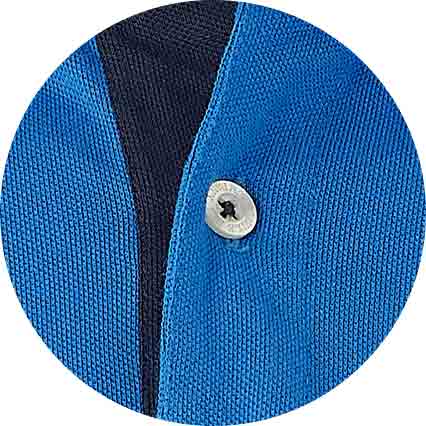 Blue Cotton Pique Long Sleeve Polo Shirt - Image 7