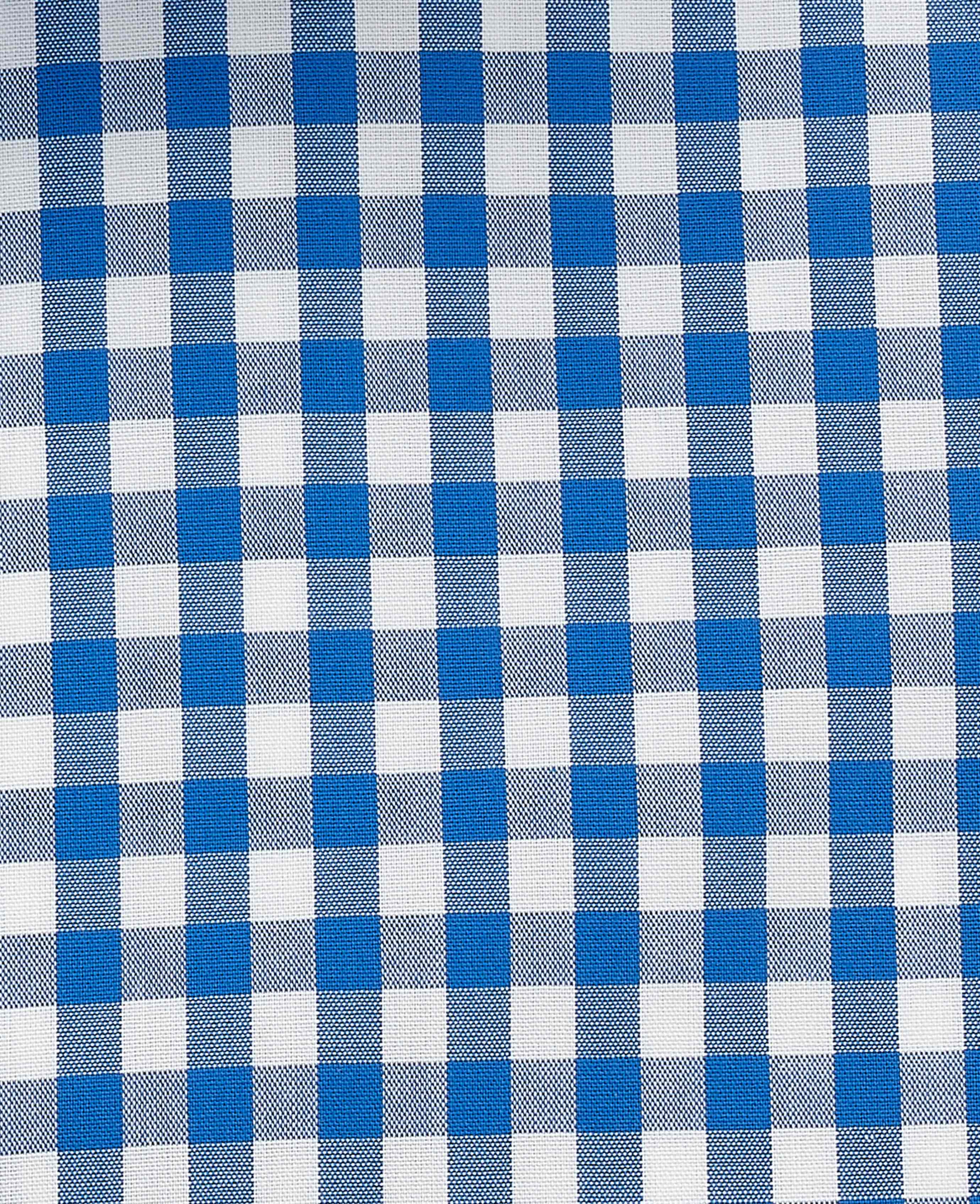 Blue Cotton Poplin Gingham Check Classic Fit Non-Iron Shirt - Single Cuff - Image 6