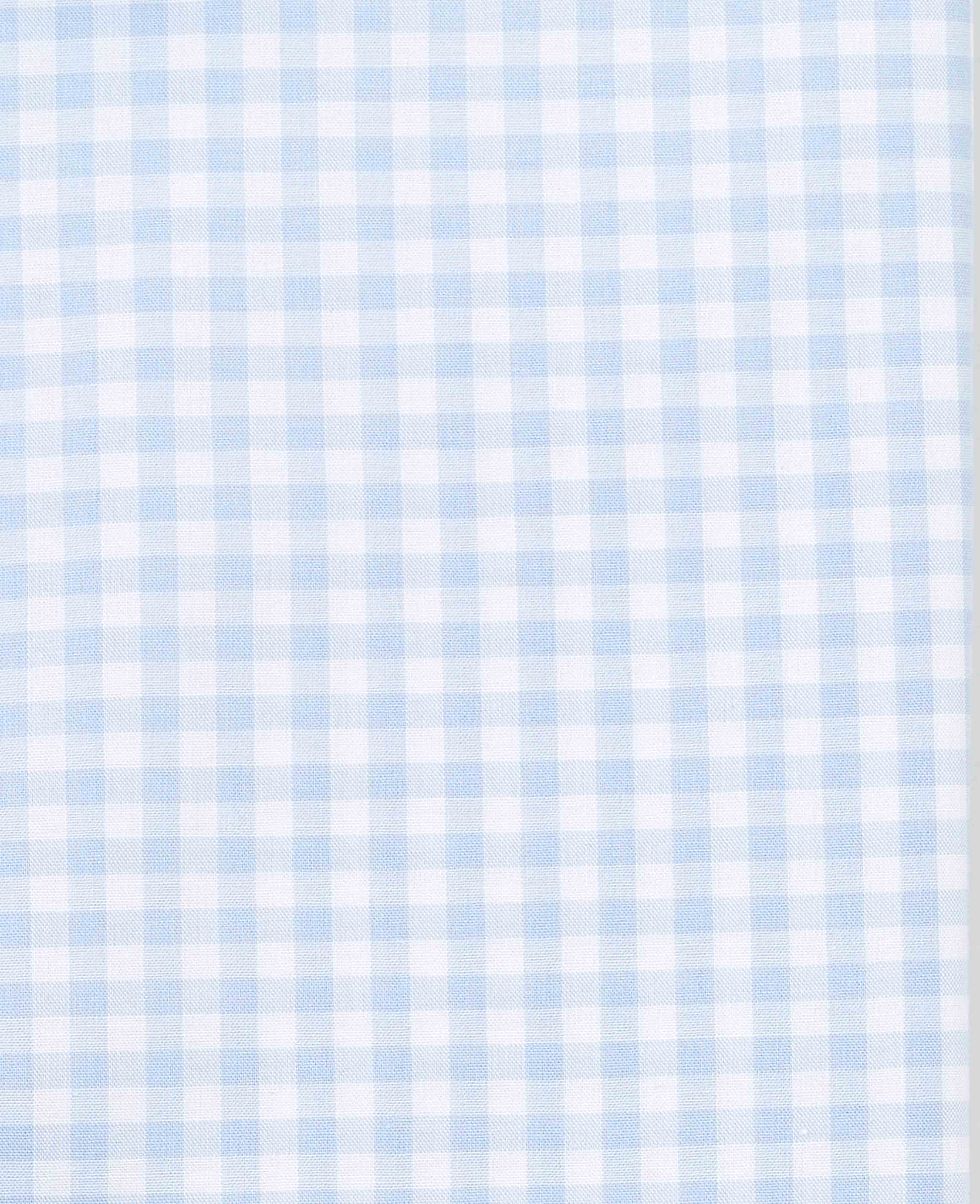 Blue Cotton Poplin Gingham Check Slim Fit Formal Shirt - Single Cuff - Image 4