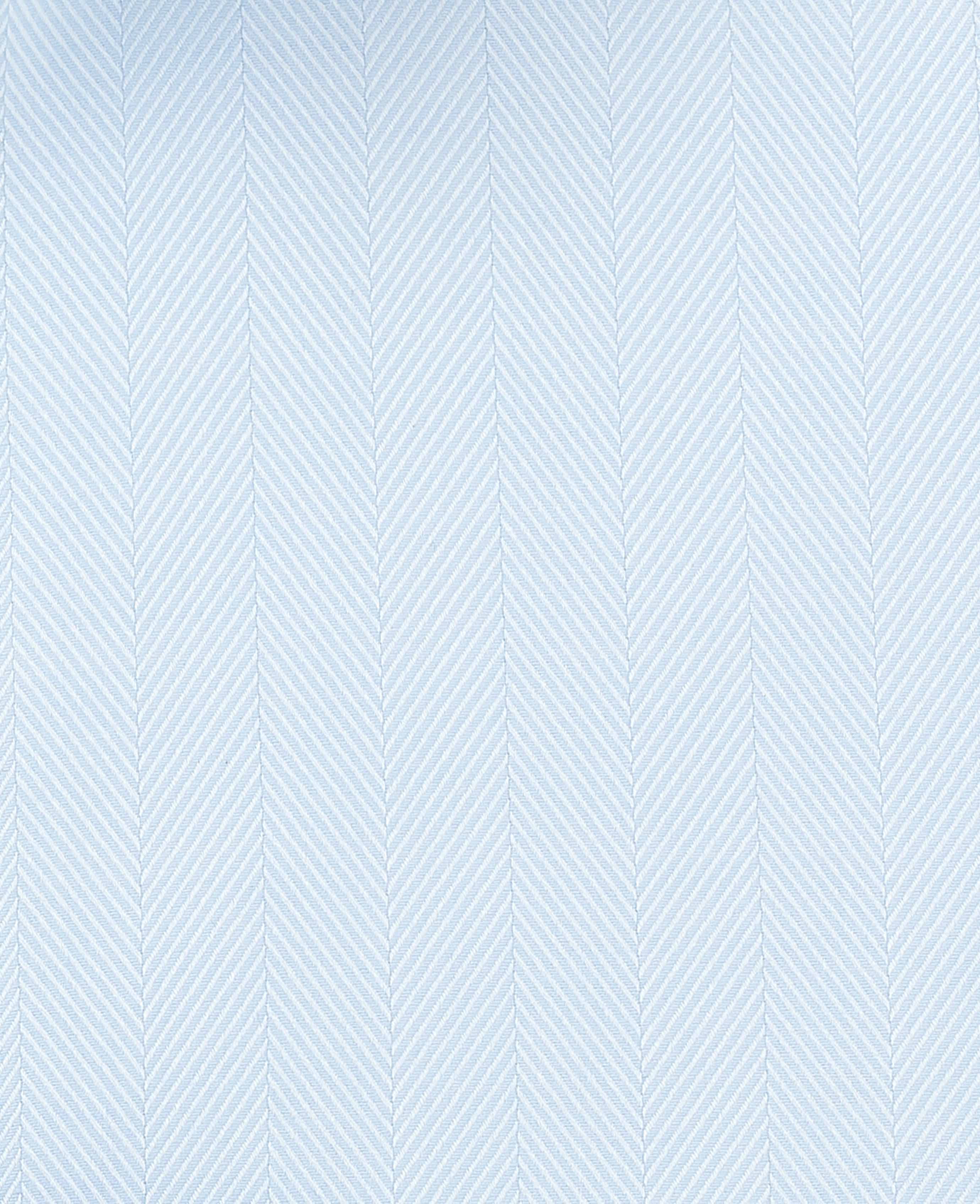 Blue Herringbone Cotton Slim Fit Formal Shirt - Single Cuff - Image 7