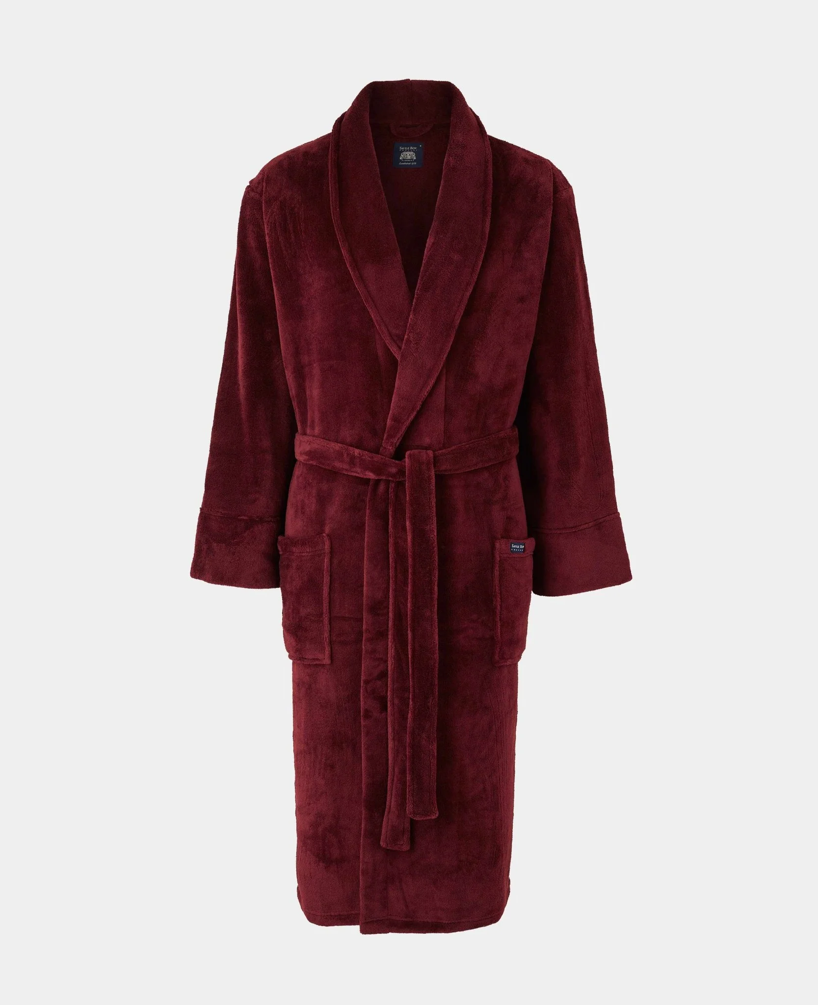 Burgundy Fleece Dressing Gown - Image 4