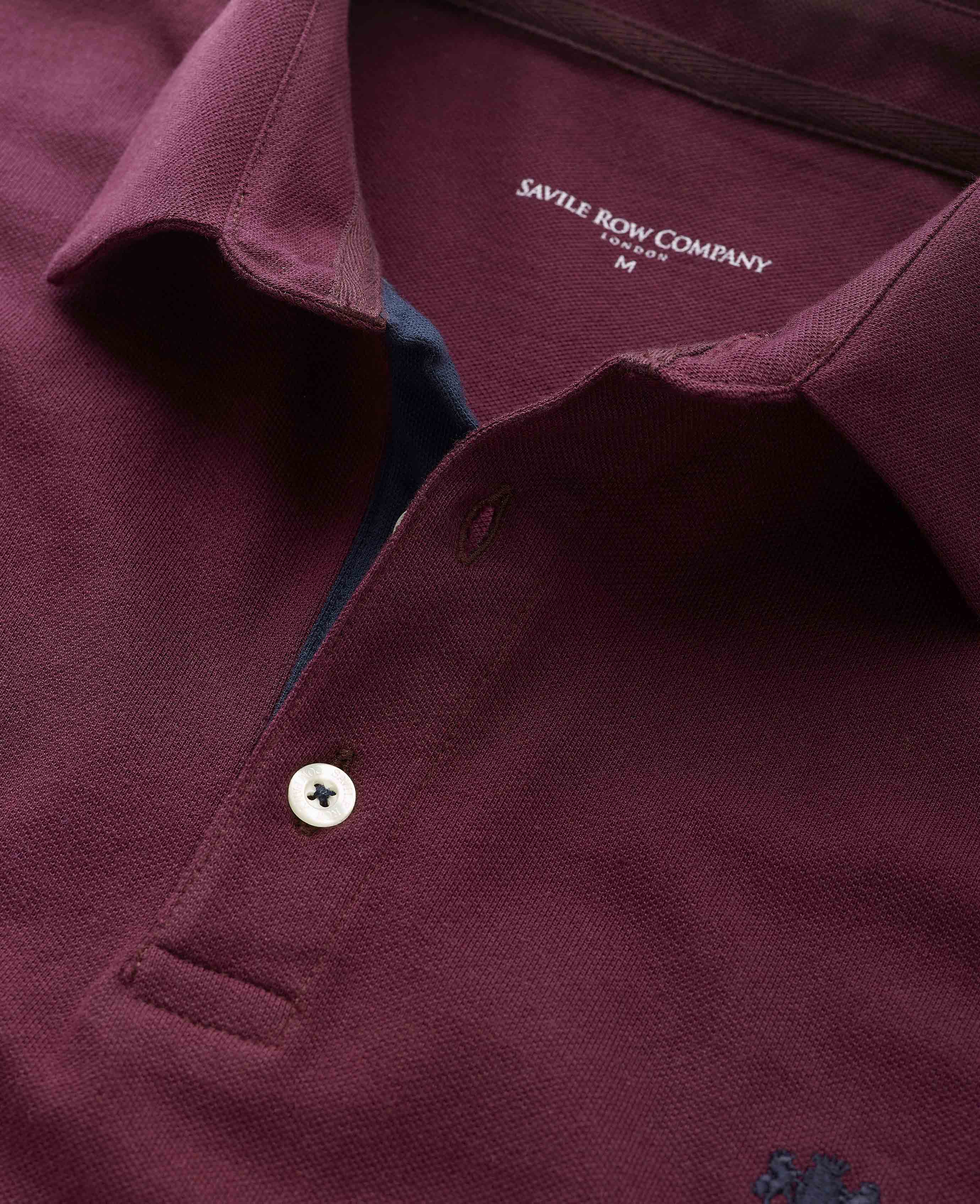 Burgundy Long Sleeve Polo Shirt - Image 5
