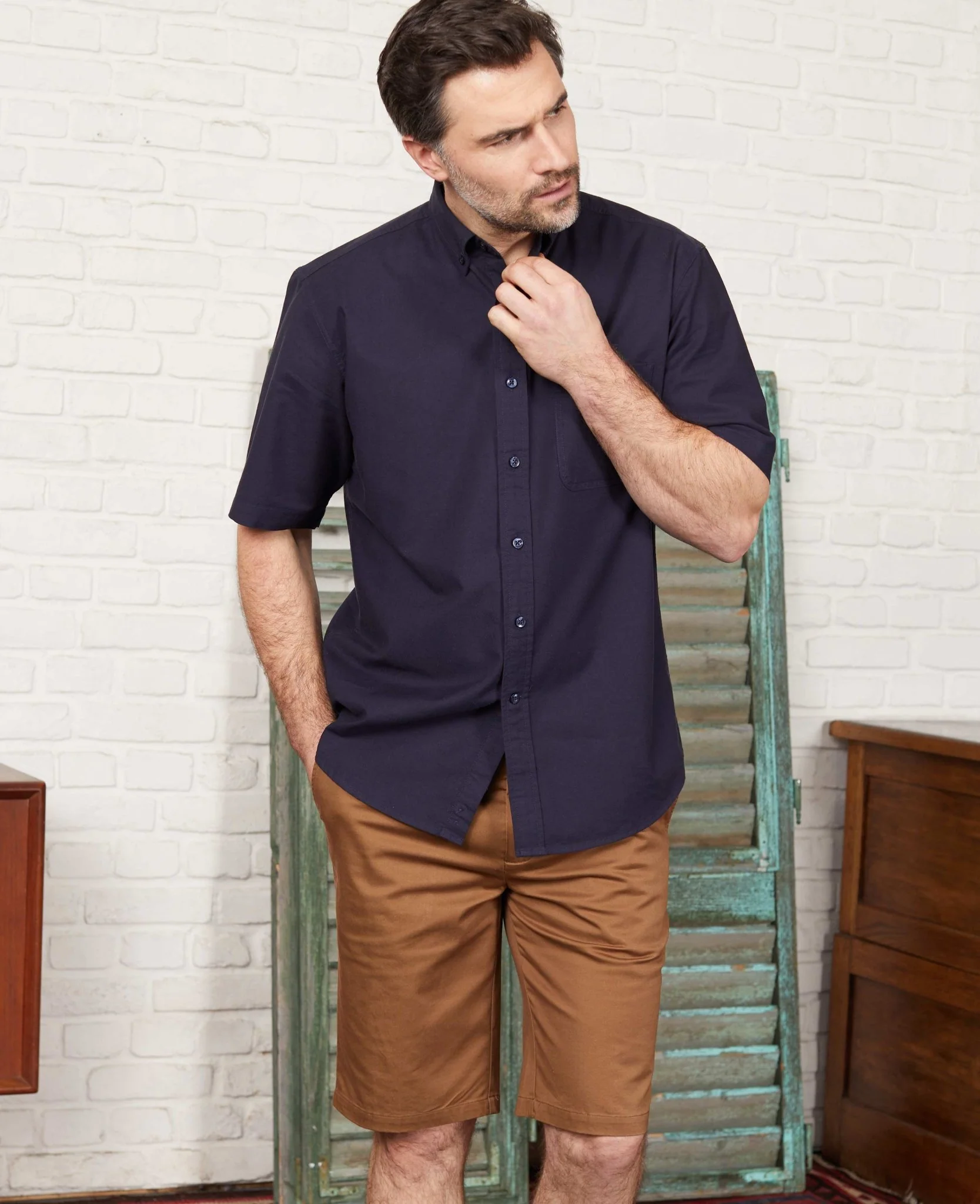 Cappuccino Stretch Cotton Tailored Fit Chino Shorts - Image 5