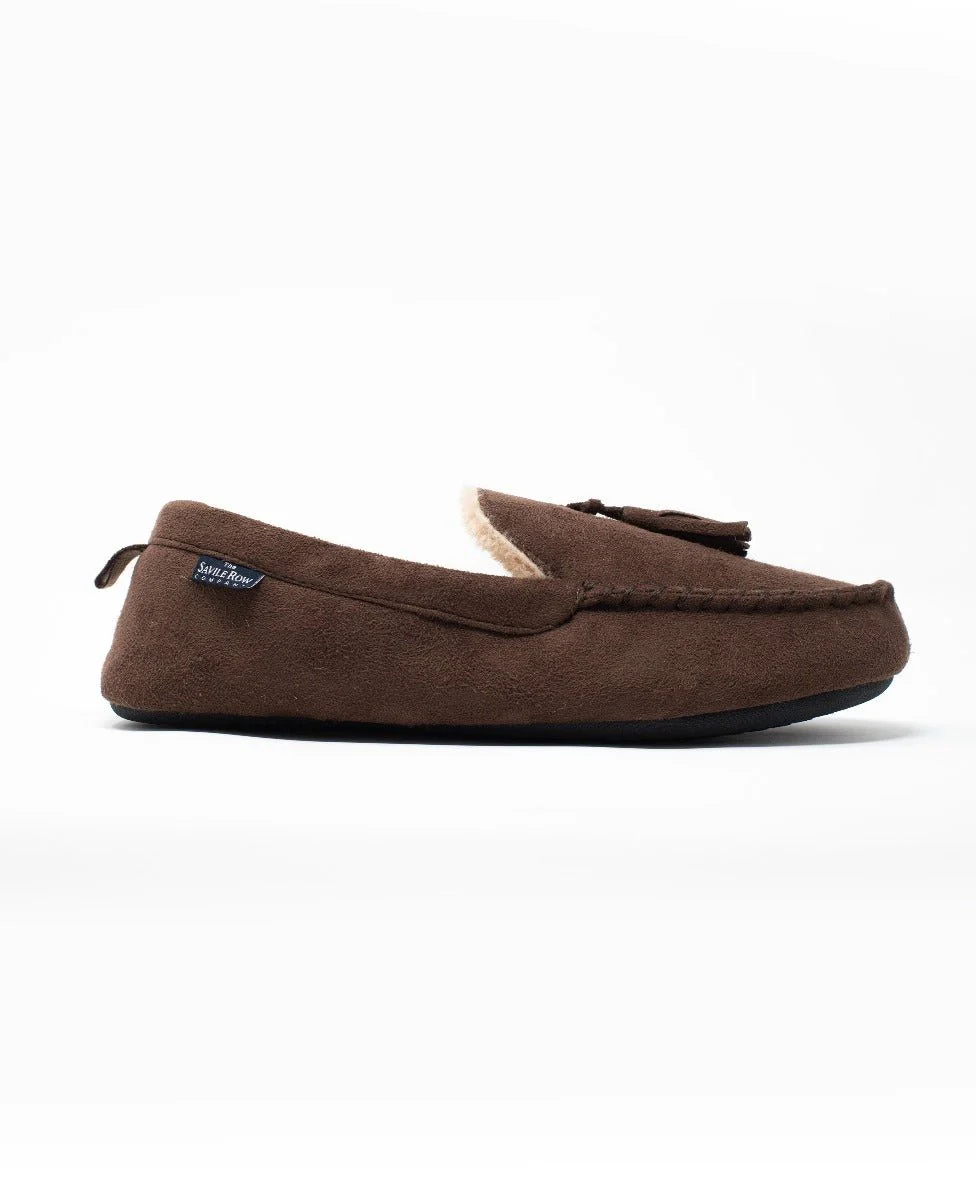 Chocolate Microsuede Moccasin Slippers - Image 4