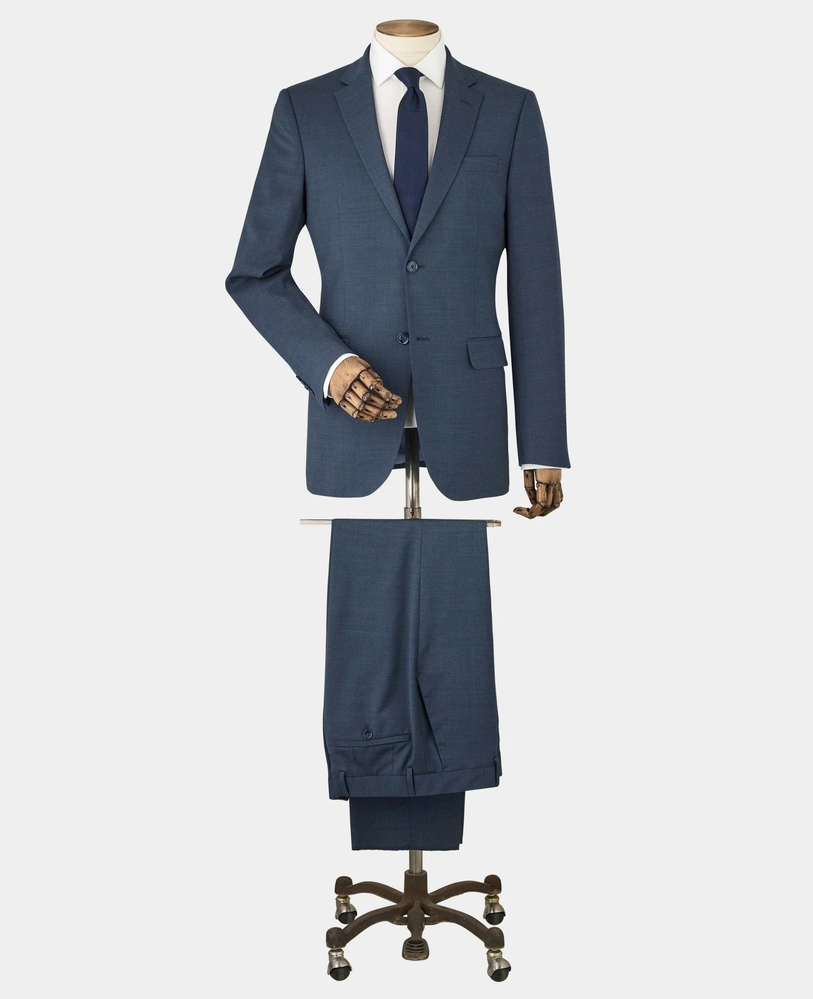 Dark Blue Wool-Blend Tailored Suit Jacket - Image 4