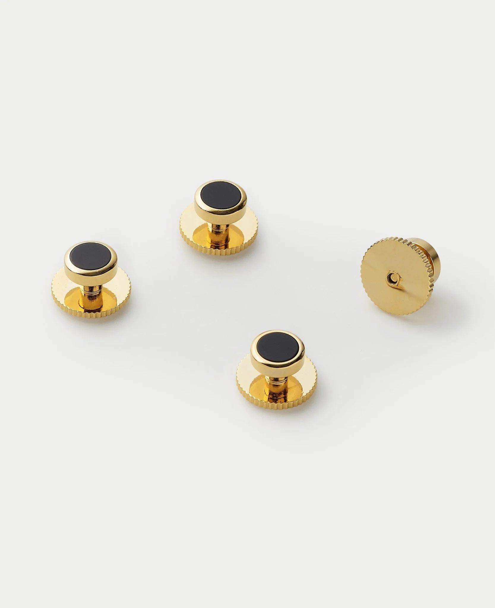 Four Pack Gold and Black Onyx Stone Dress Studs - Image 2