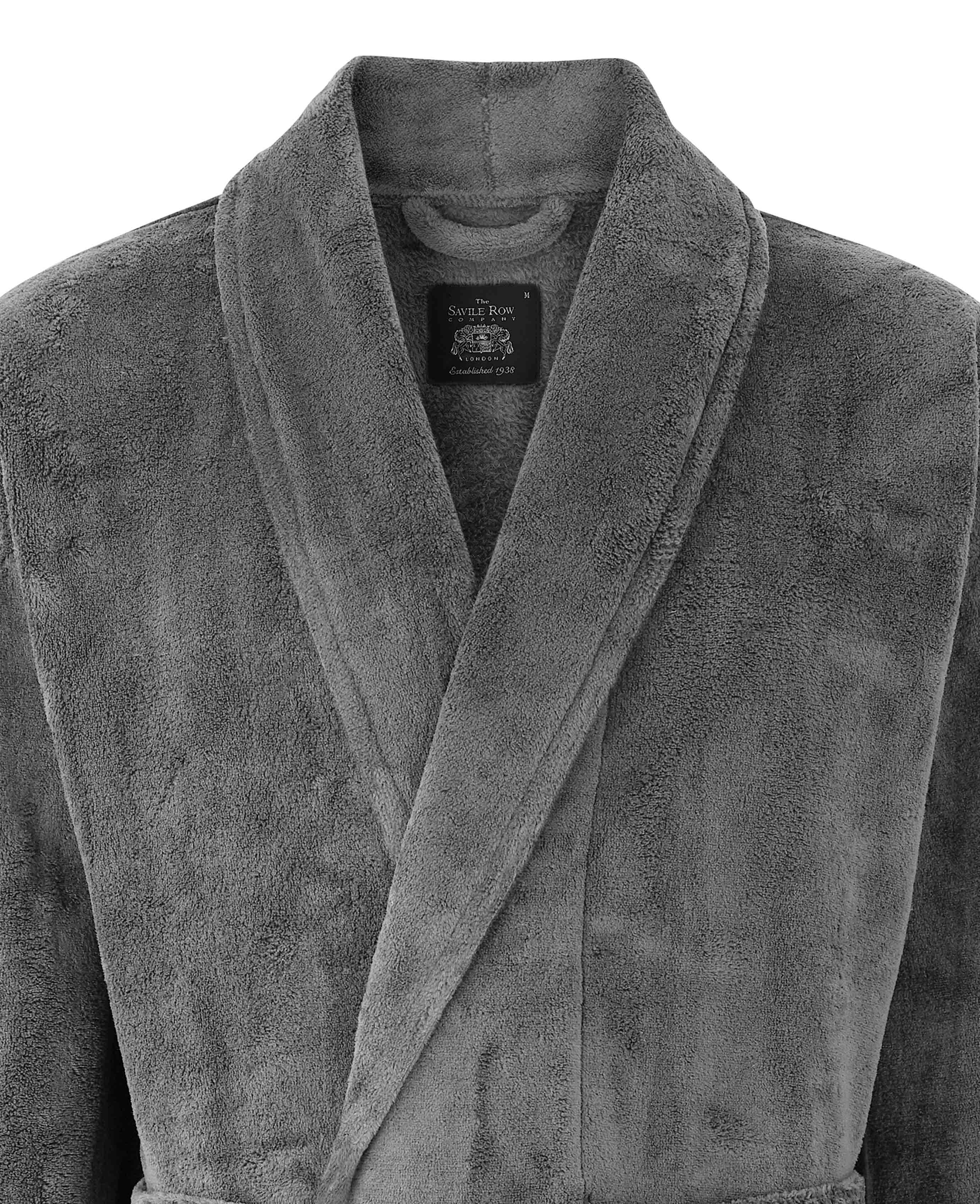 Grey Fleece Dressing Gown - Image 4