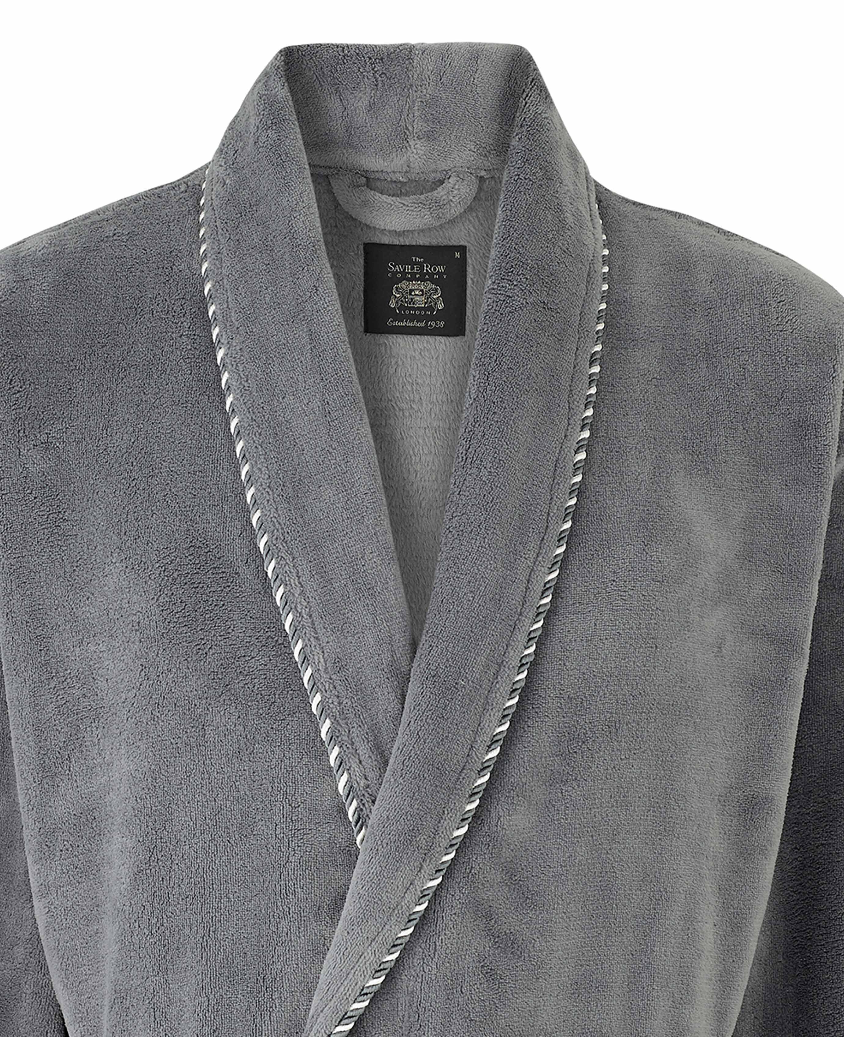 Grey Fleece Rope Edge Dressing Gown - Image 4
