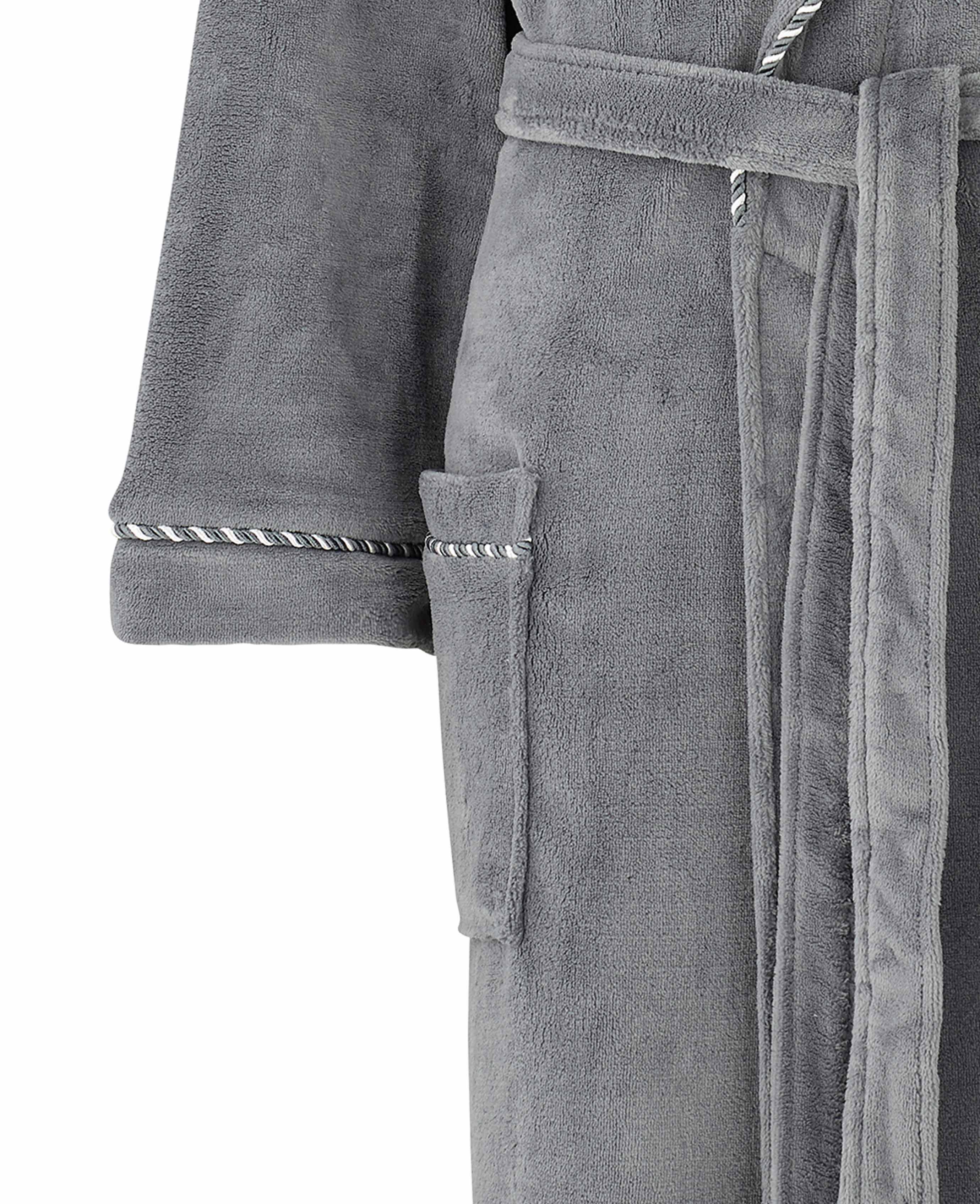 Grey Fleece Rope Edge Dressing Gown - Image 5