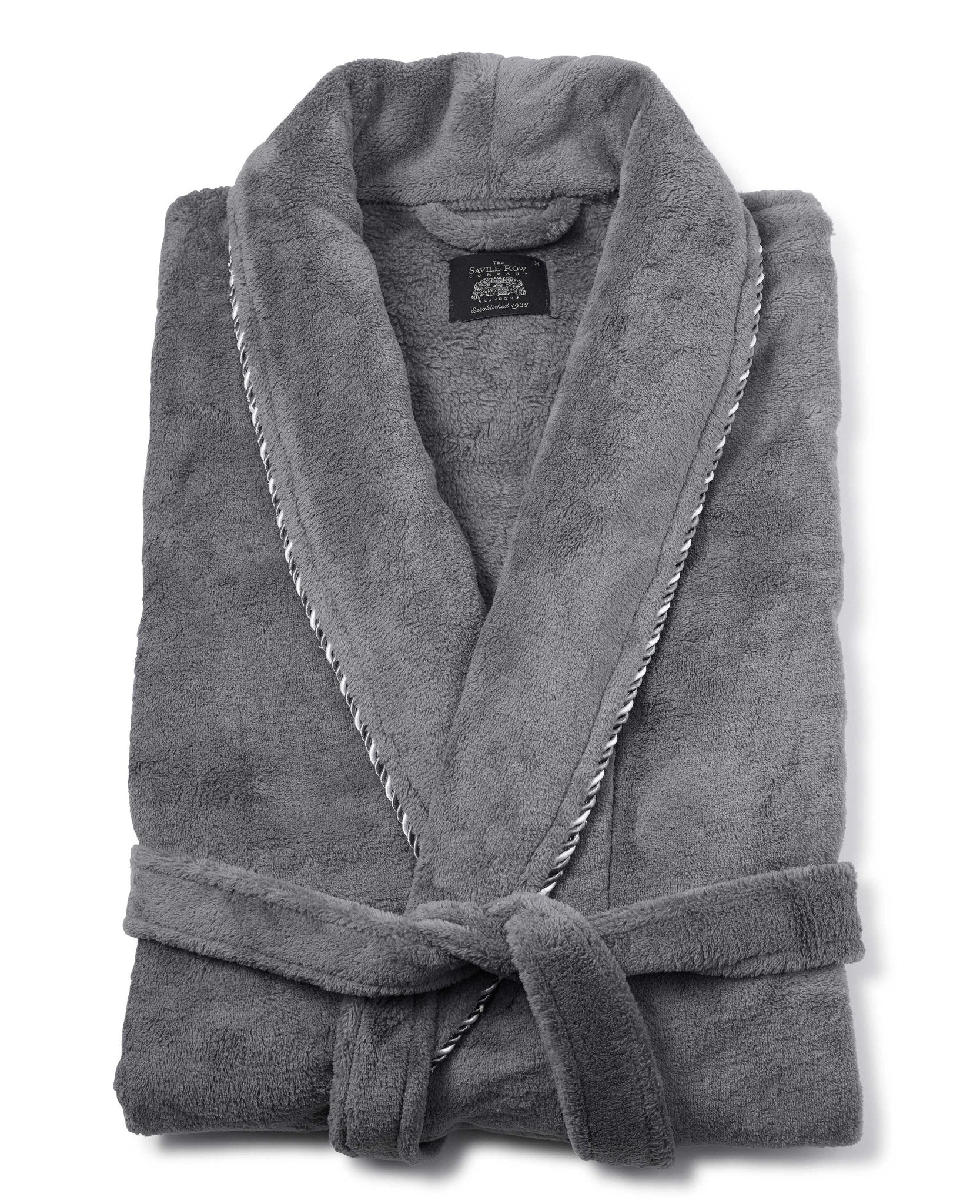 Grey Fleece Rope Edge Dressing Gown - Image 7