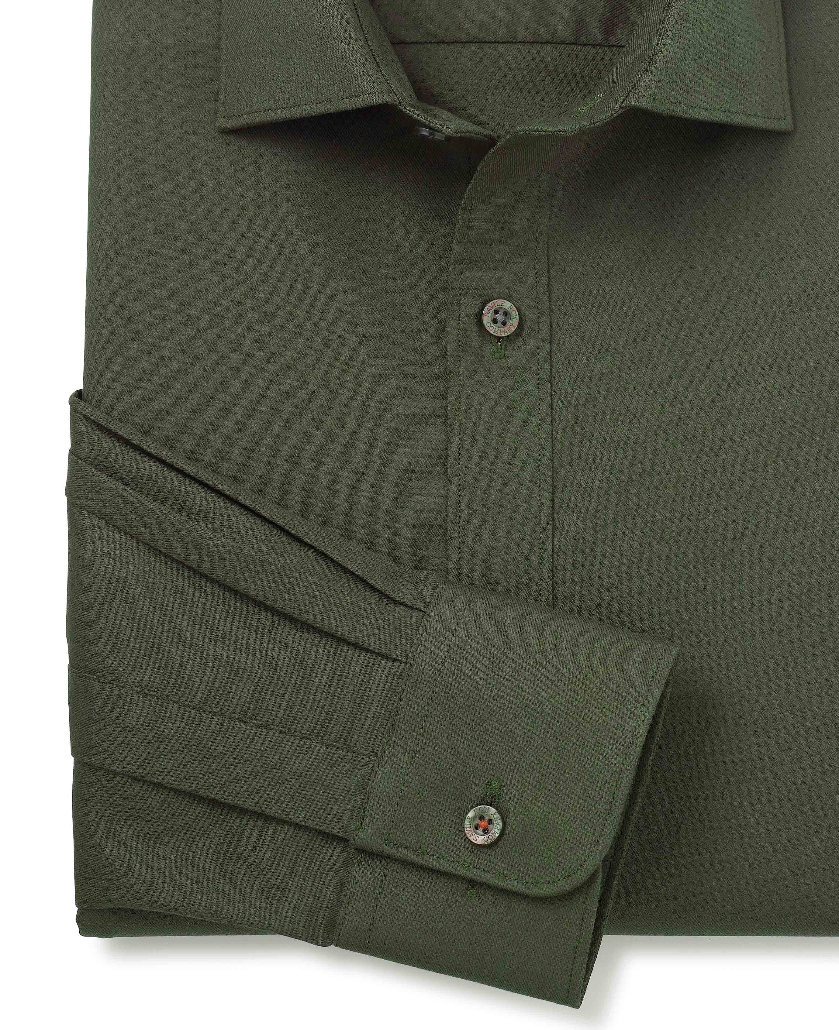 Khaki Stretch Cotton Slim Fit Formal Shirt - Single Cuff - Image 8