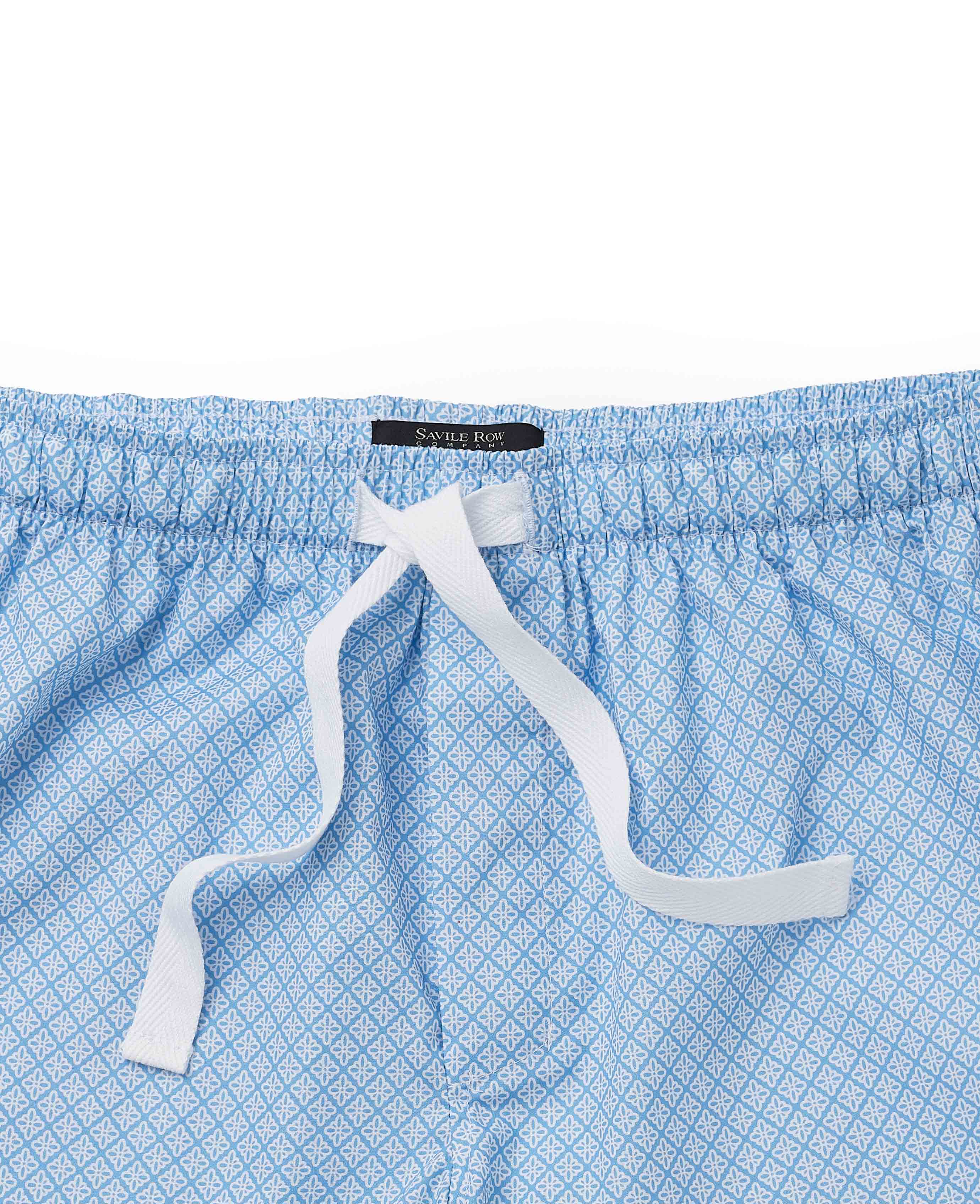 Light Blue Cotton Foulard Print Lounge Shorts - Image 3