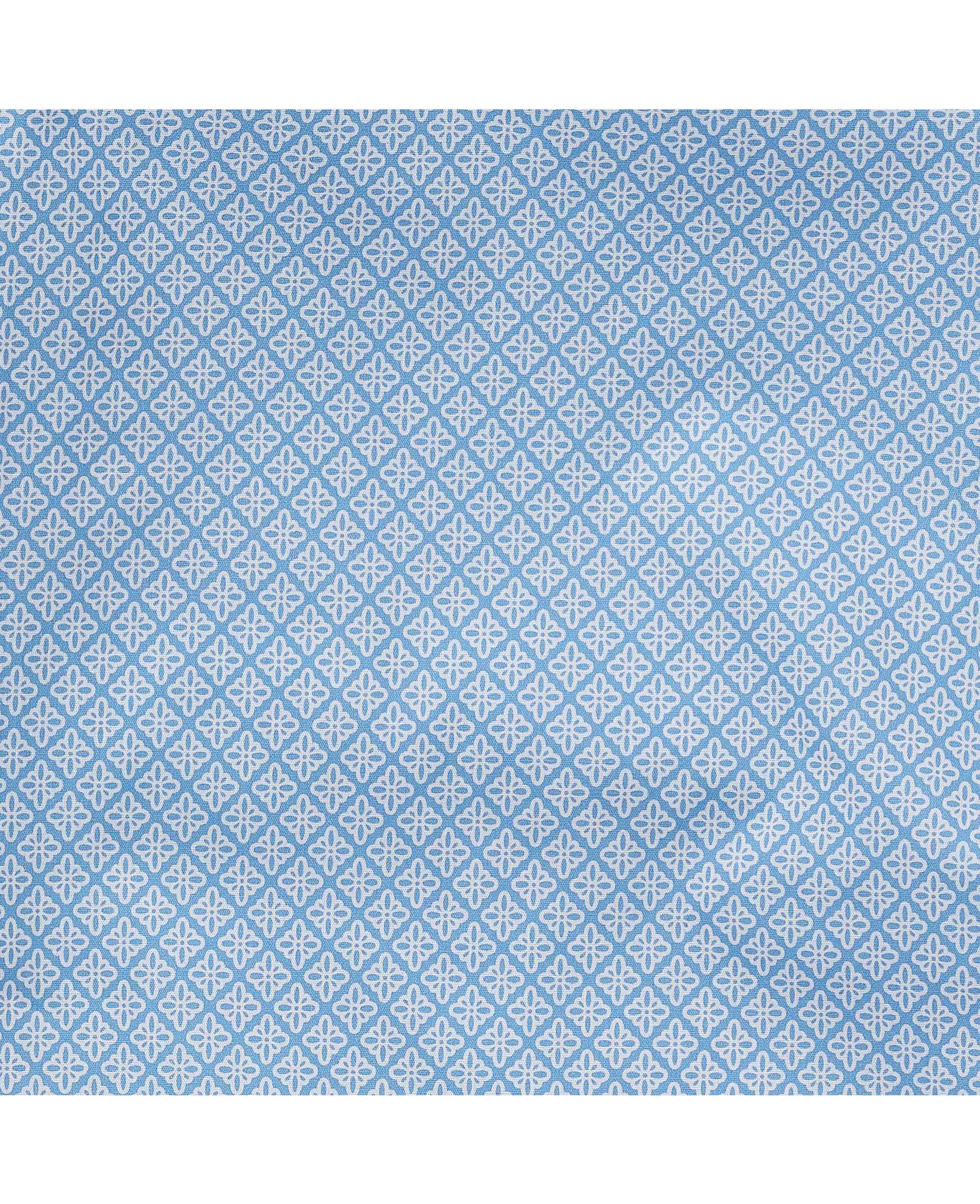 Light Blue Cotton Foulard Print Lounge Shorts - Image 5