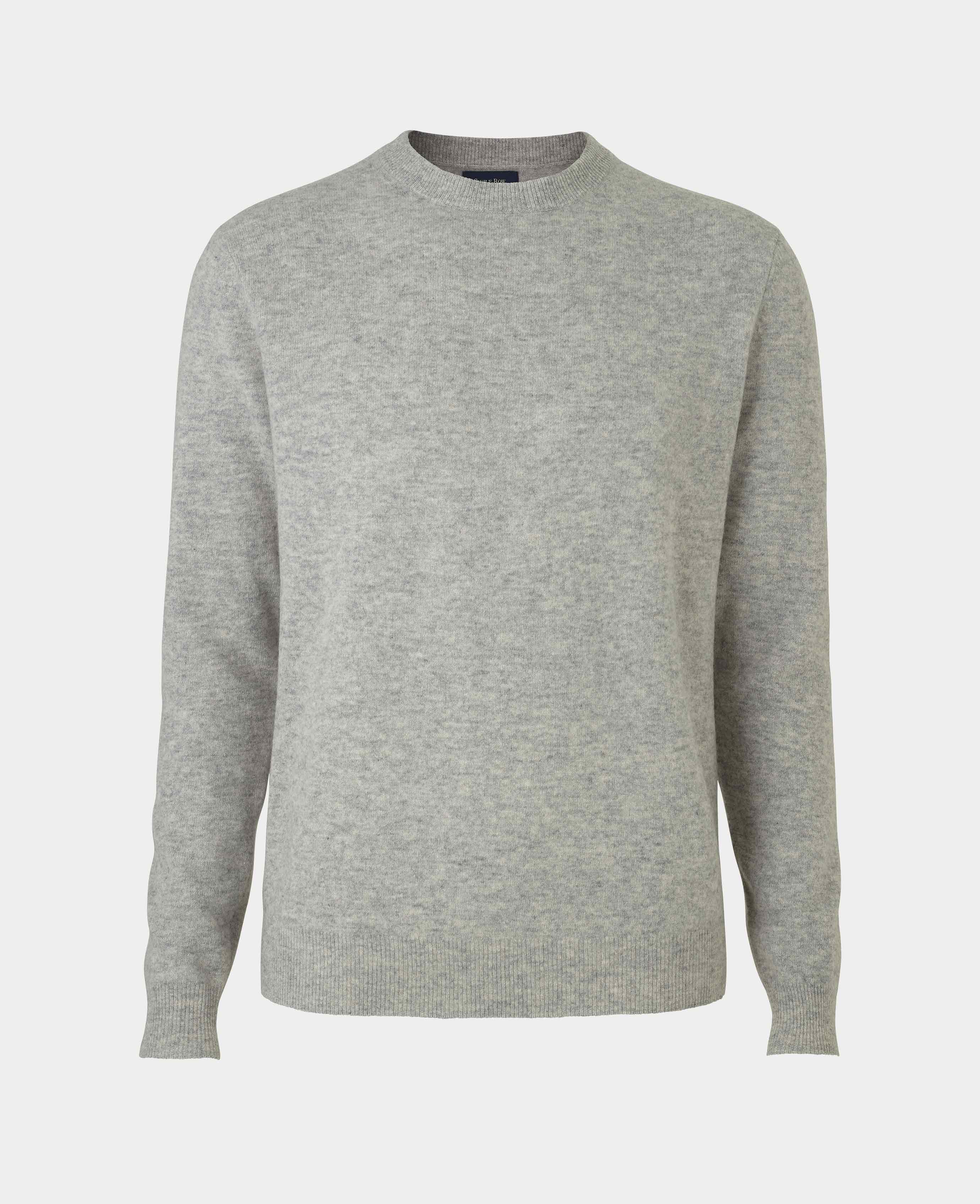 Light Grey Merino Wool Cashmere Crew Neck Jumper - Image 6