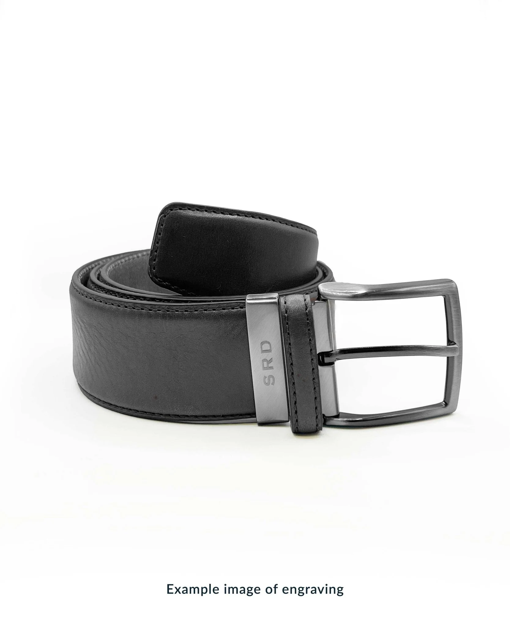 Navy Black Leather Reversible Belt - Image 4