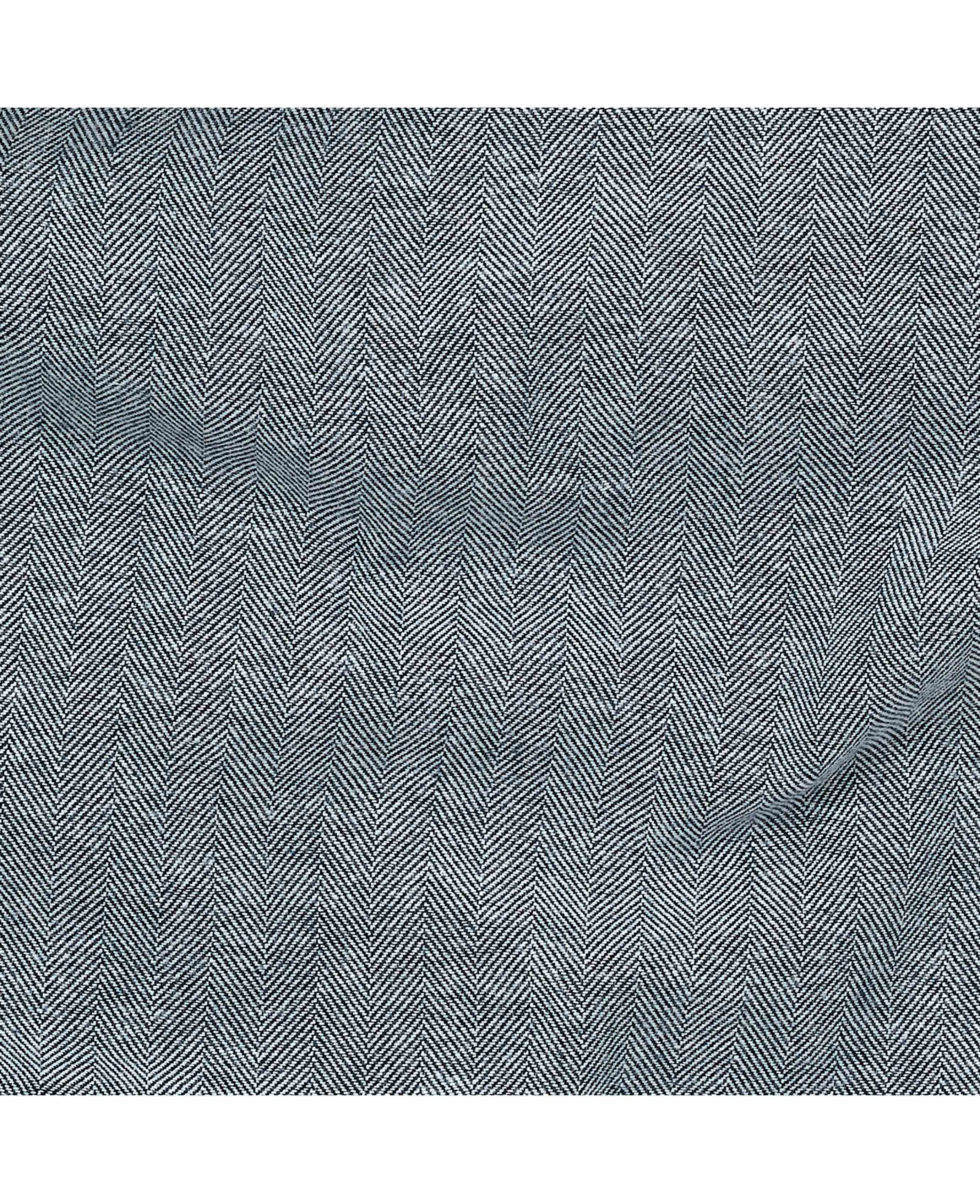 Navy Brushed Cotton Twill Herringbone Lounge Pants - Image 5