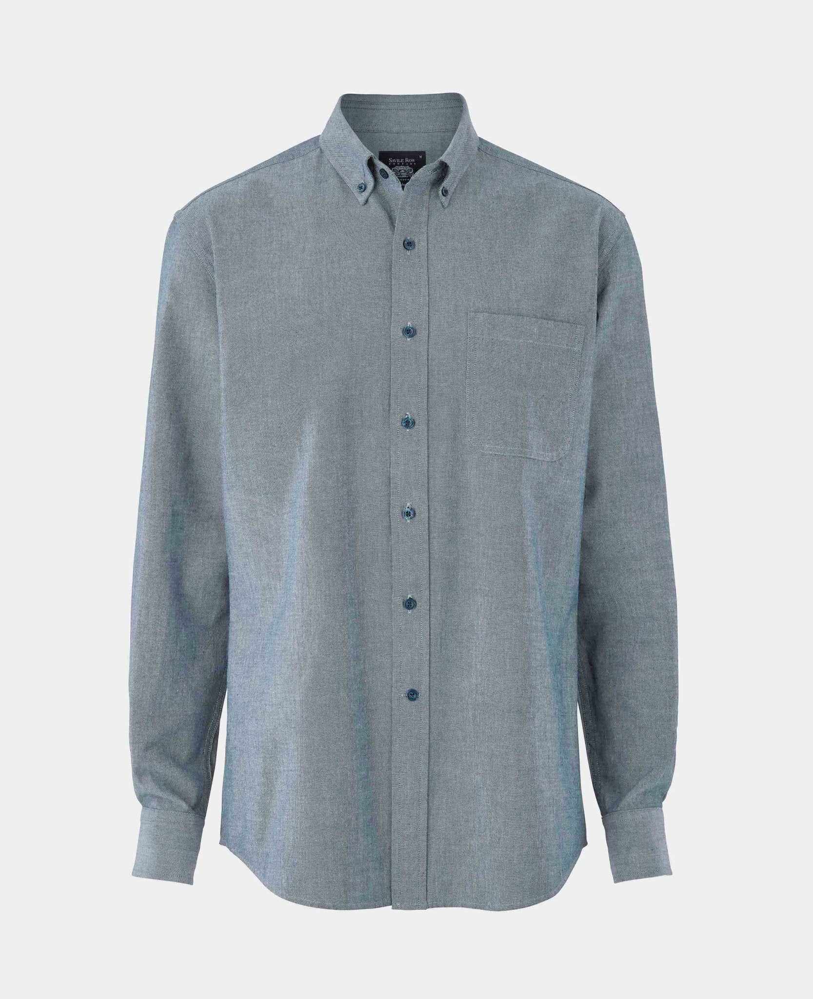 Navy Classic Fit Chambray Oxford Shirt - Image 3