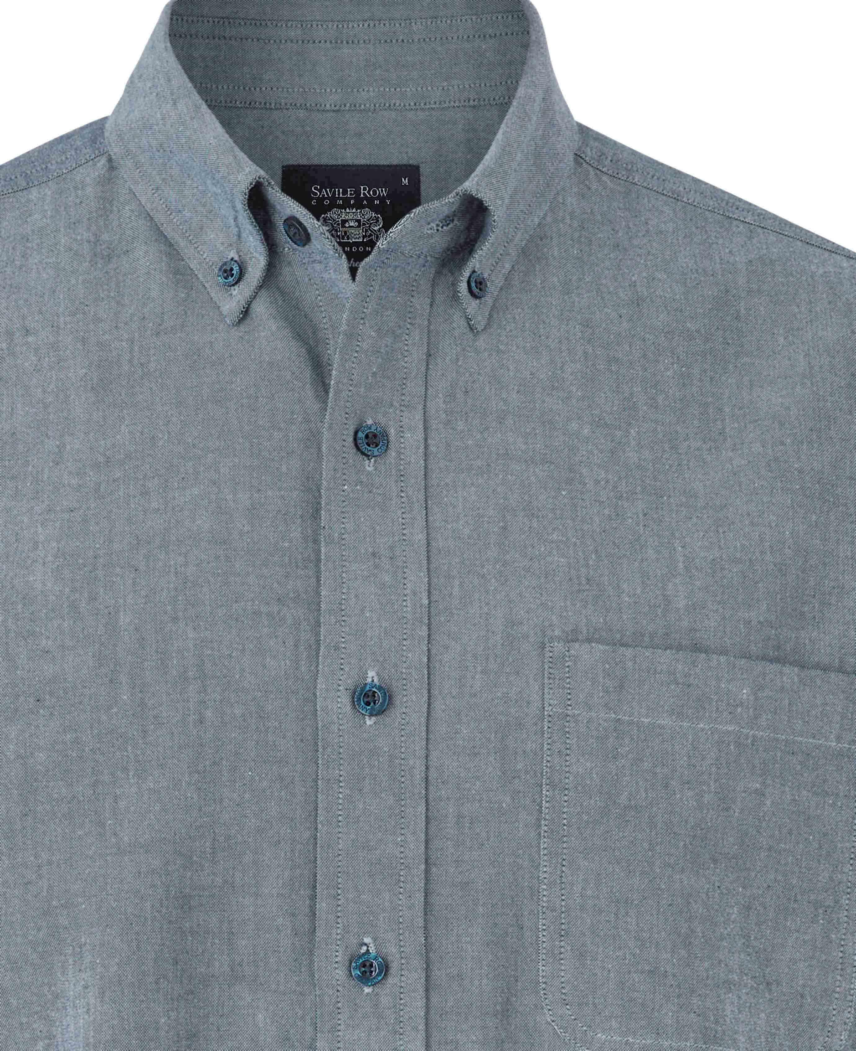 Navy Classic Fit Chambray Oxford Shirt - Image 4