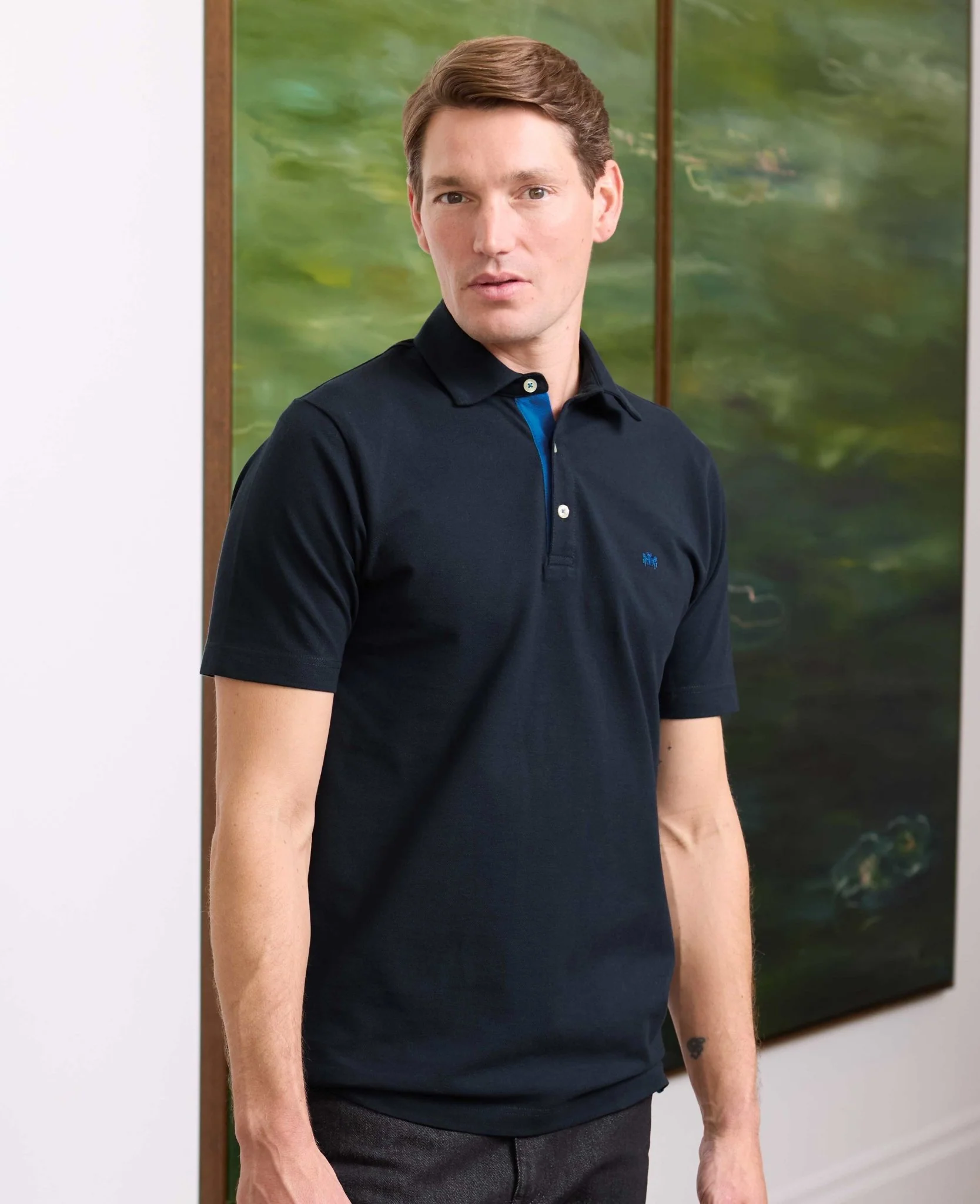 Navy Classic Fit Short Sleeve Polo Shirt - Image 5