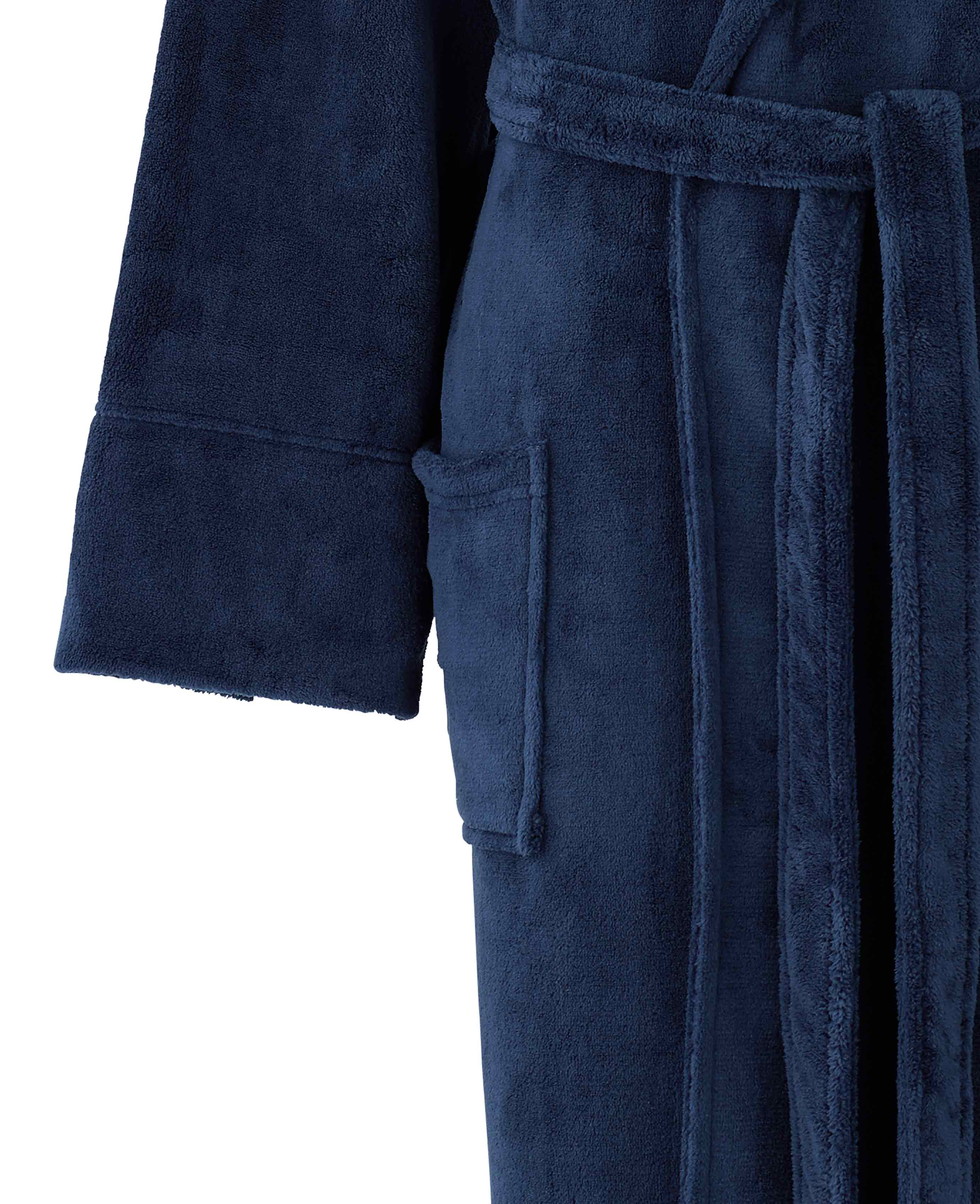 Navy Fleece Dressing Gown - Image 4