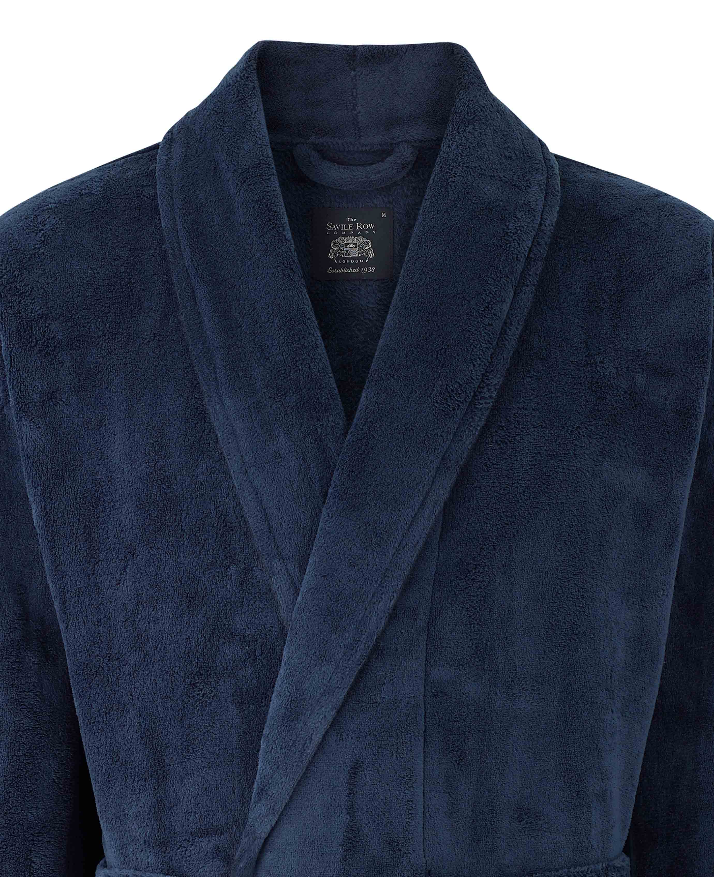 Navy Fleece Dressing Gown - Image 8