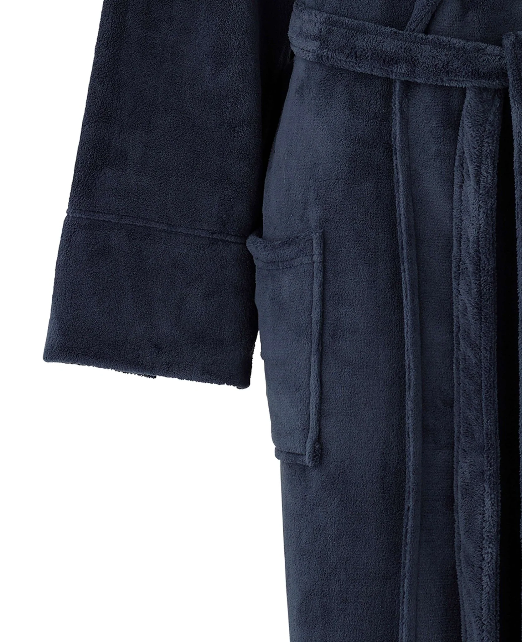 Navy Fleece Dressing Gown With Hood - Image 4