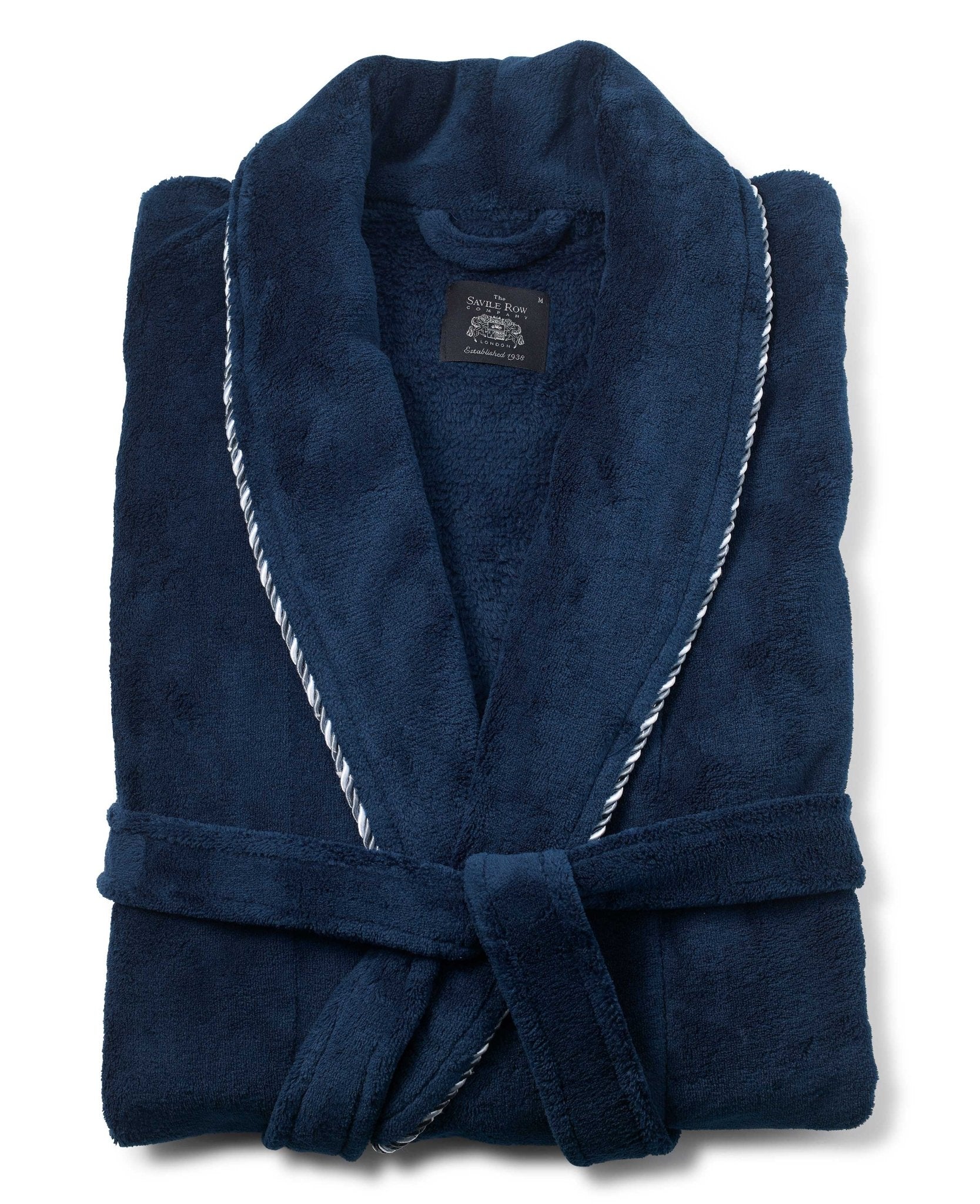 Navy Fleece Rope Edge Dressing Gown - Image 6
