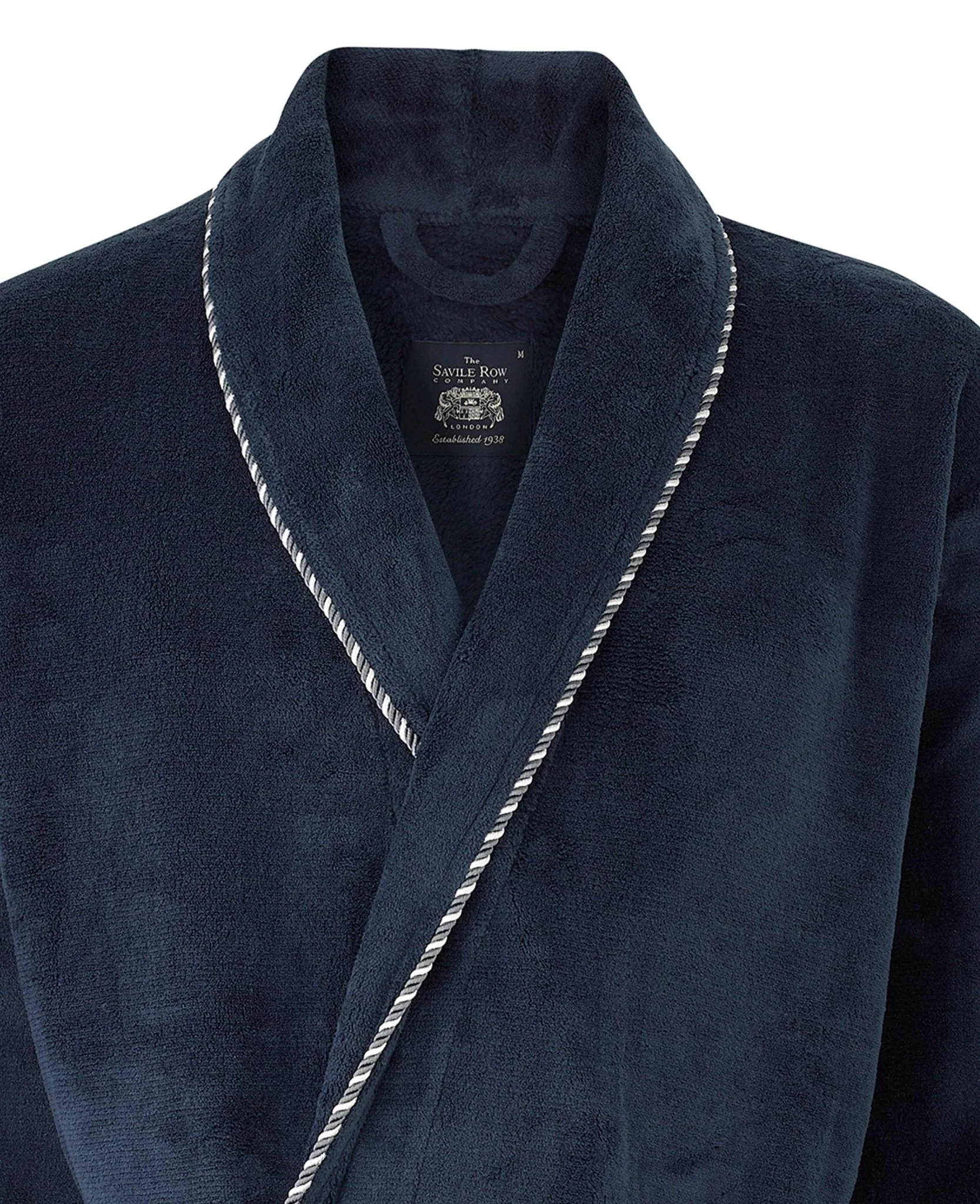 Navy Fleece Rope Edge Dressing Gown - Image 8