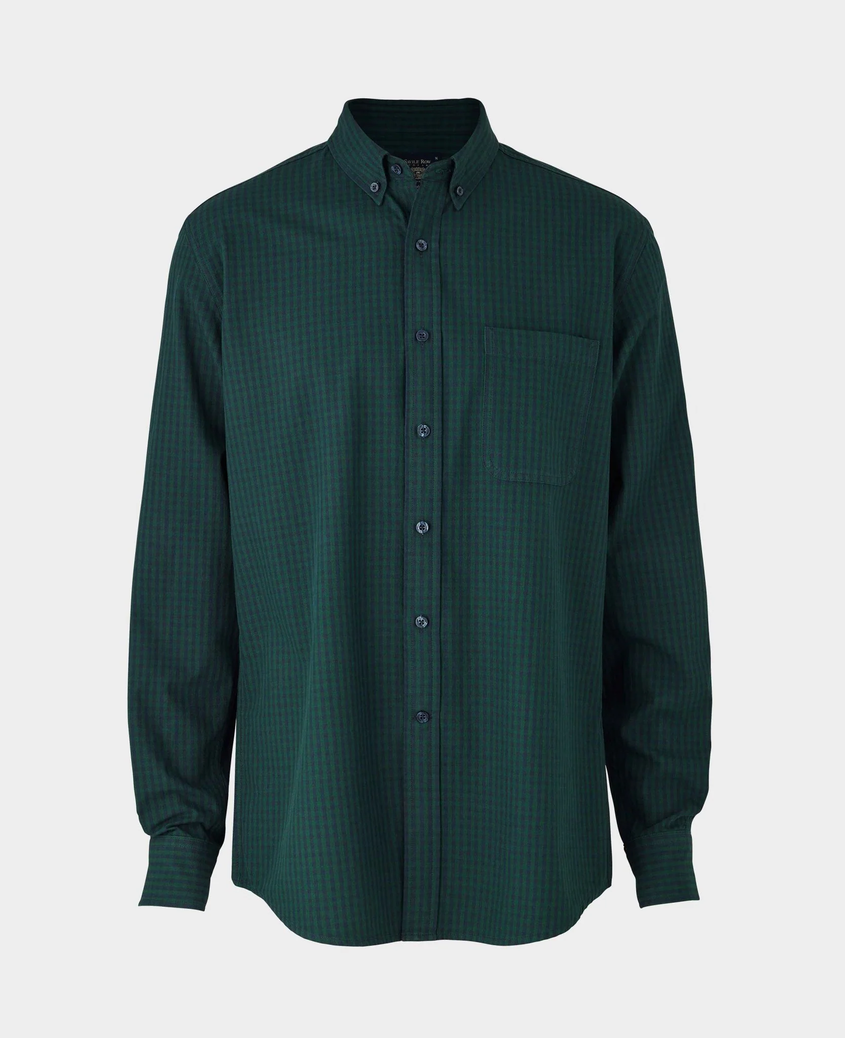 Navy Green Classic Fit Button-Down Gingham Shirt - Image 3