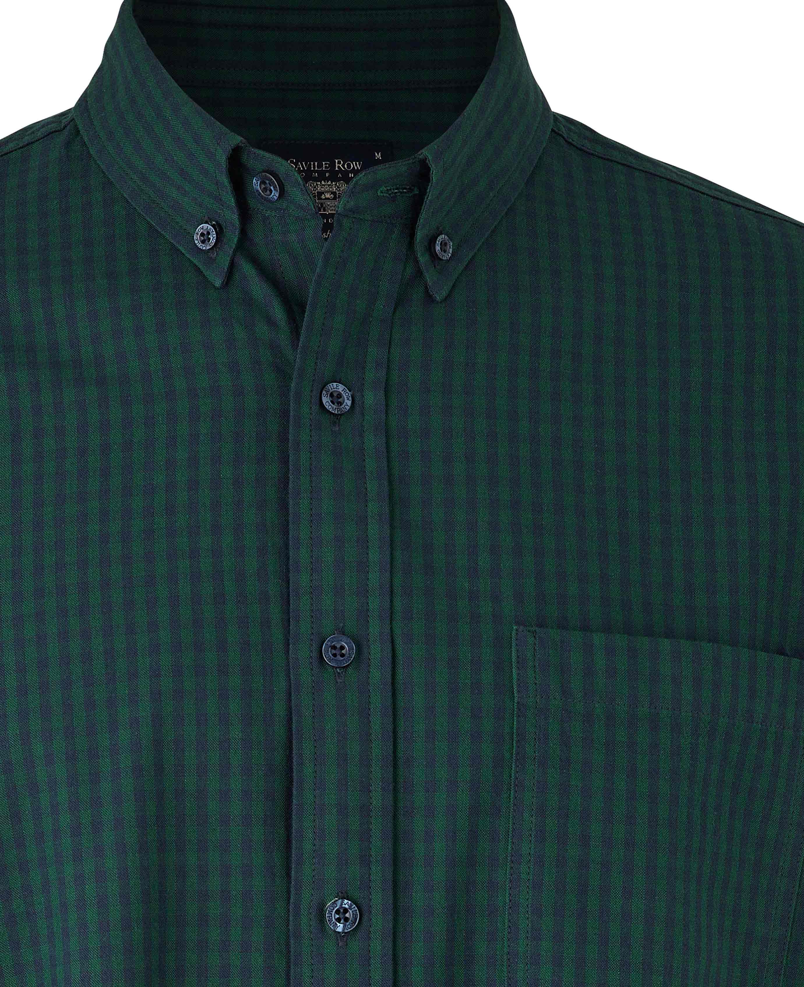 Navy Green Classic Fit Button-Down Gingham Shirt - Image 4
