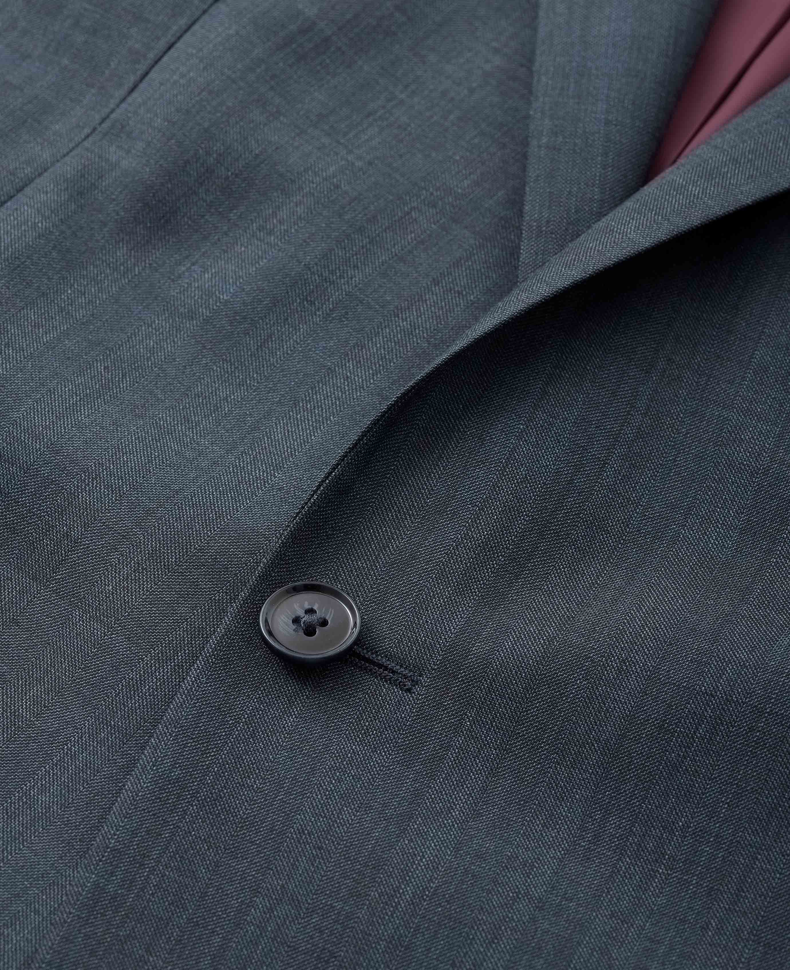 Navy Herringbone Wool-Blend Suit Jacket - Image 3