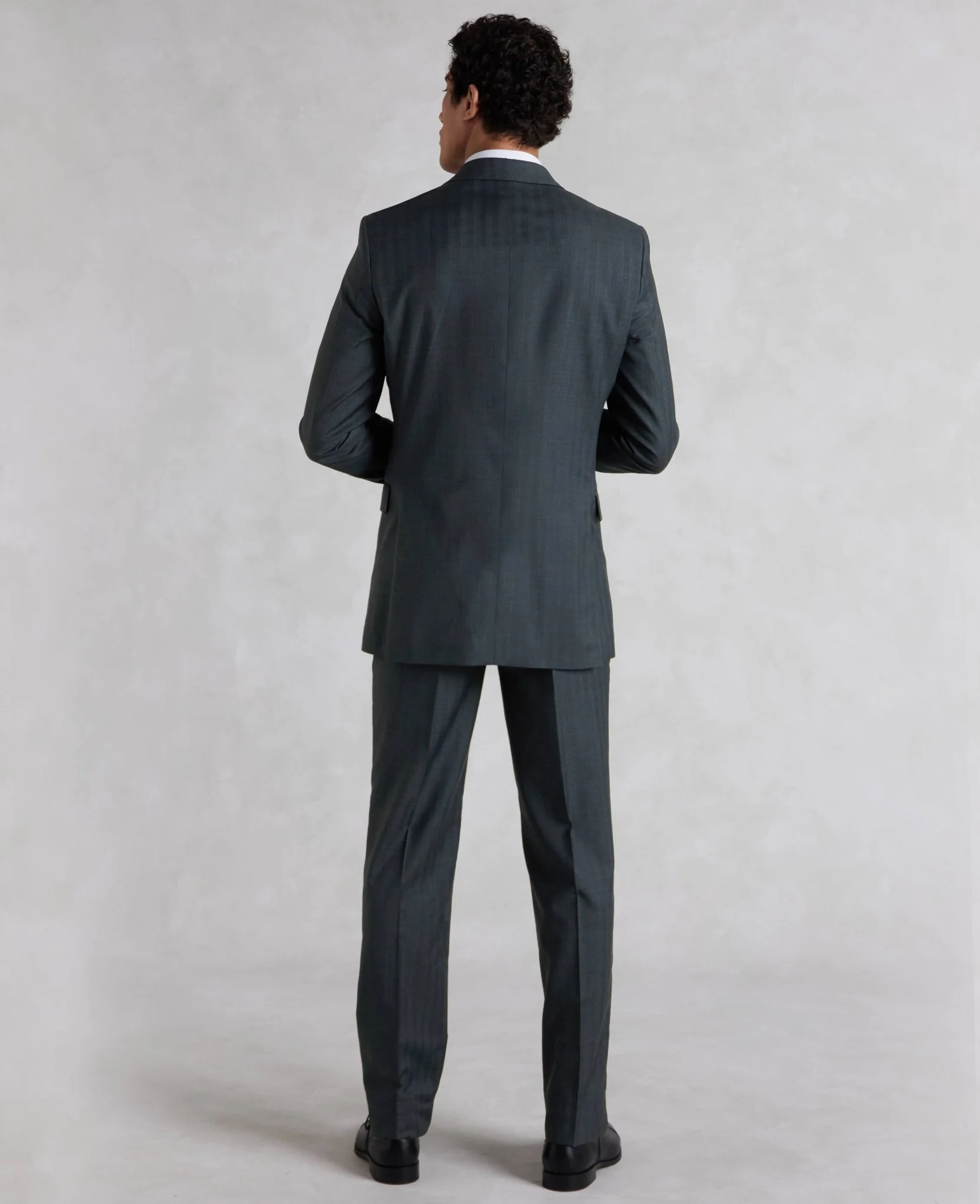 Navy Herringbone Wool-Blend Suit - Image 12