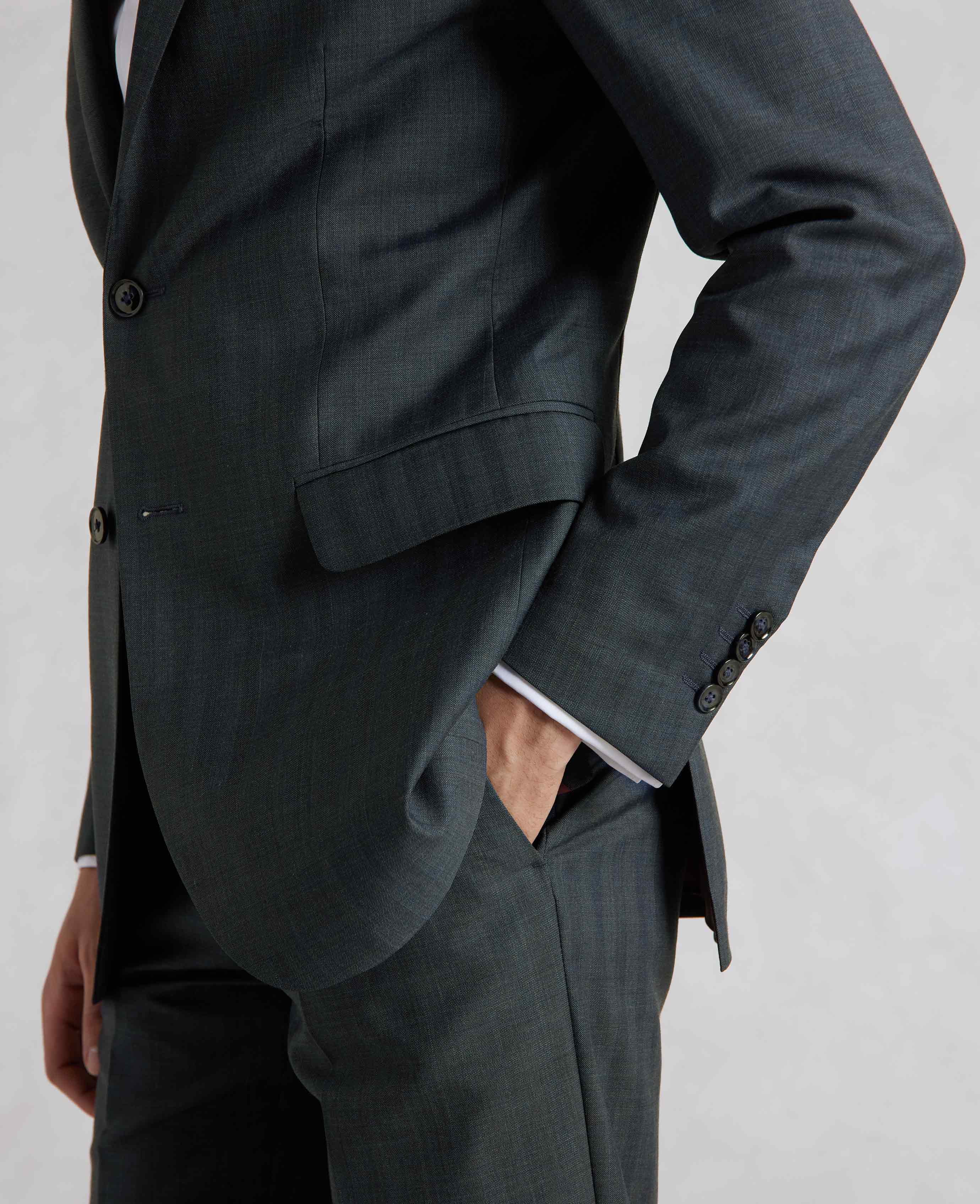 Navy Herringbone Wool-Blend Suit - Image 13