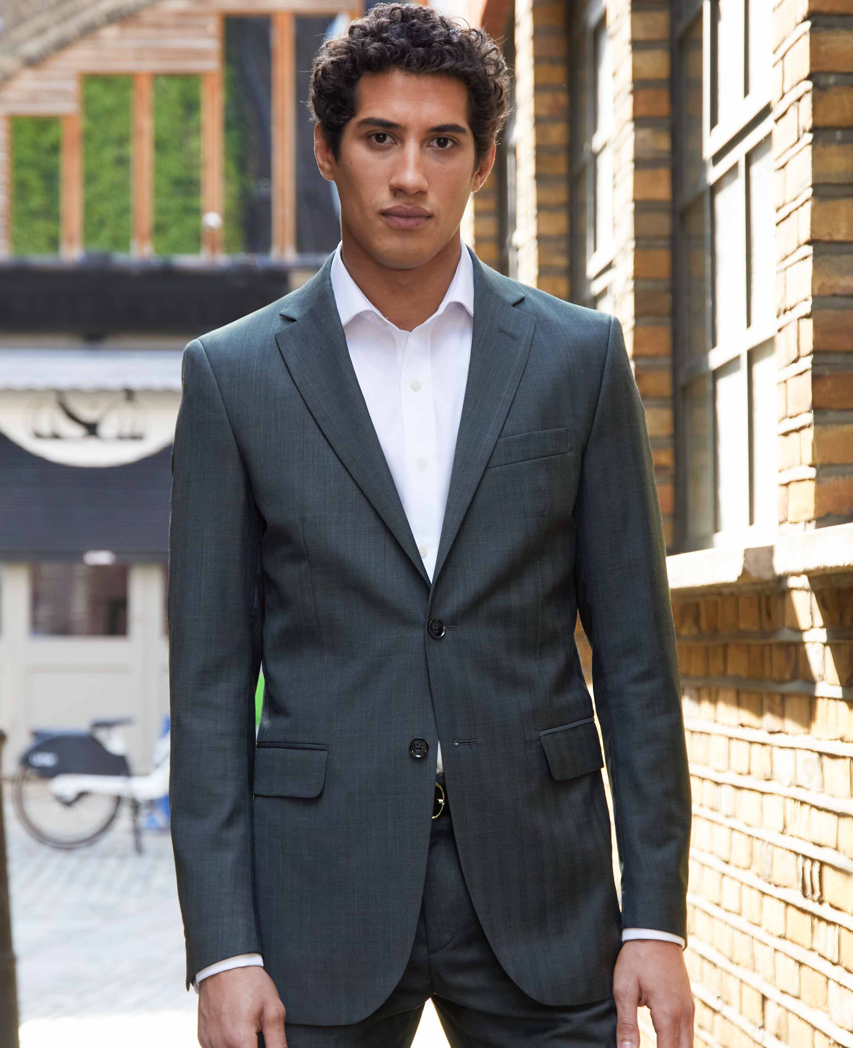Navy Herringbone Wool-Blend Suit - Image 14