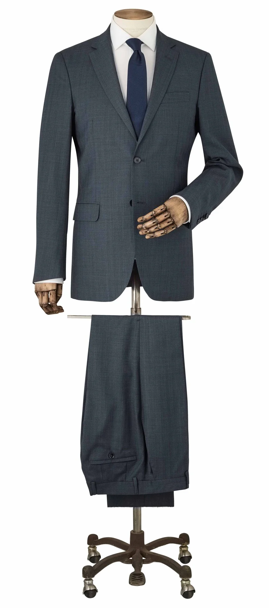 Navy Herringbone Wool-Blend Suit - Image 17