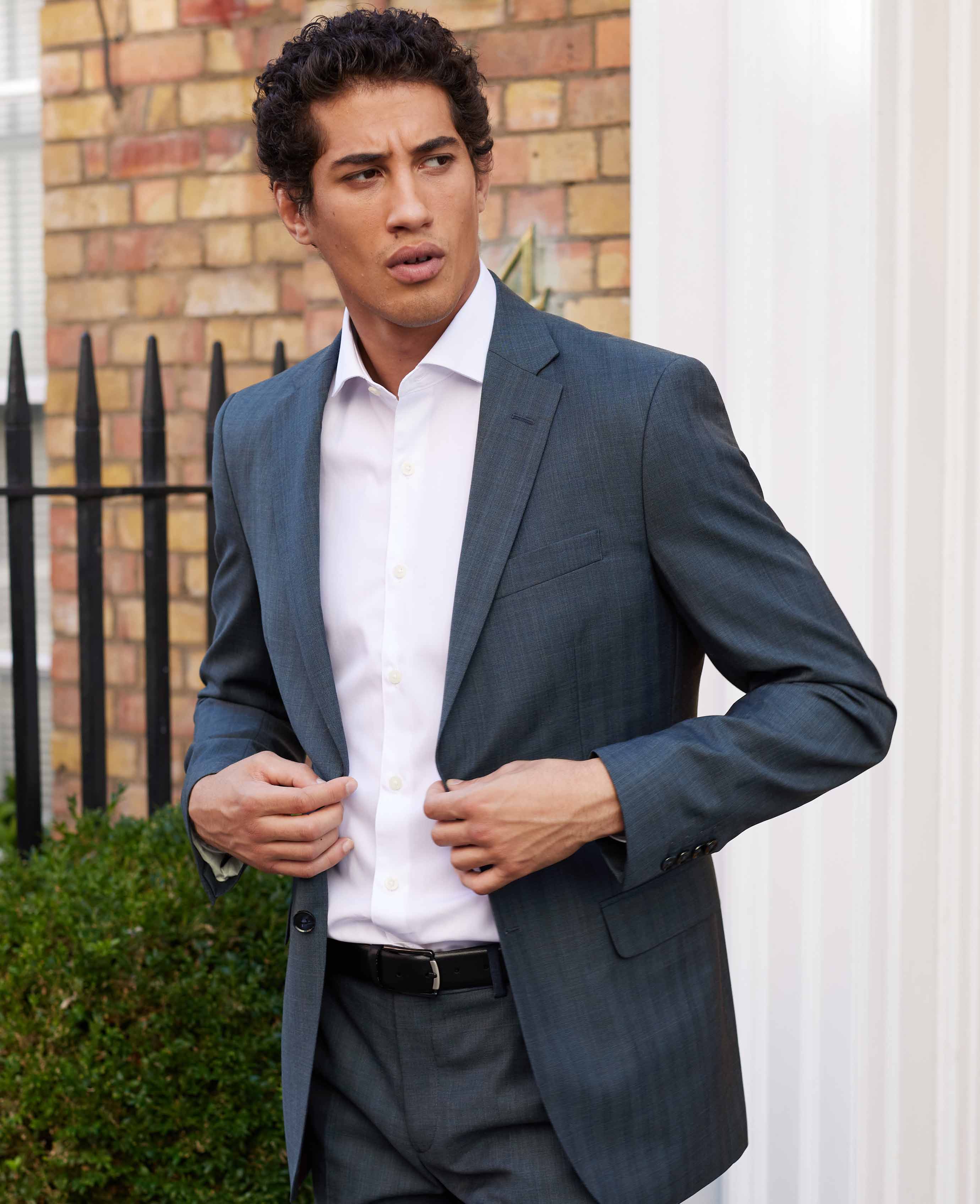 Navy Herringbone Wool-Blend Suit - Image 6