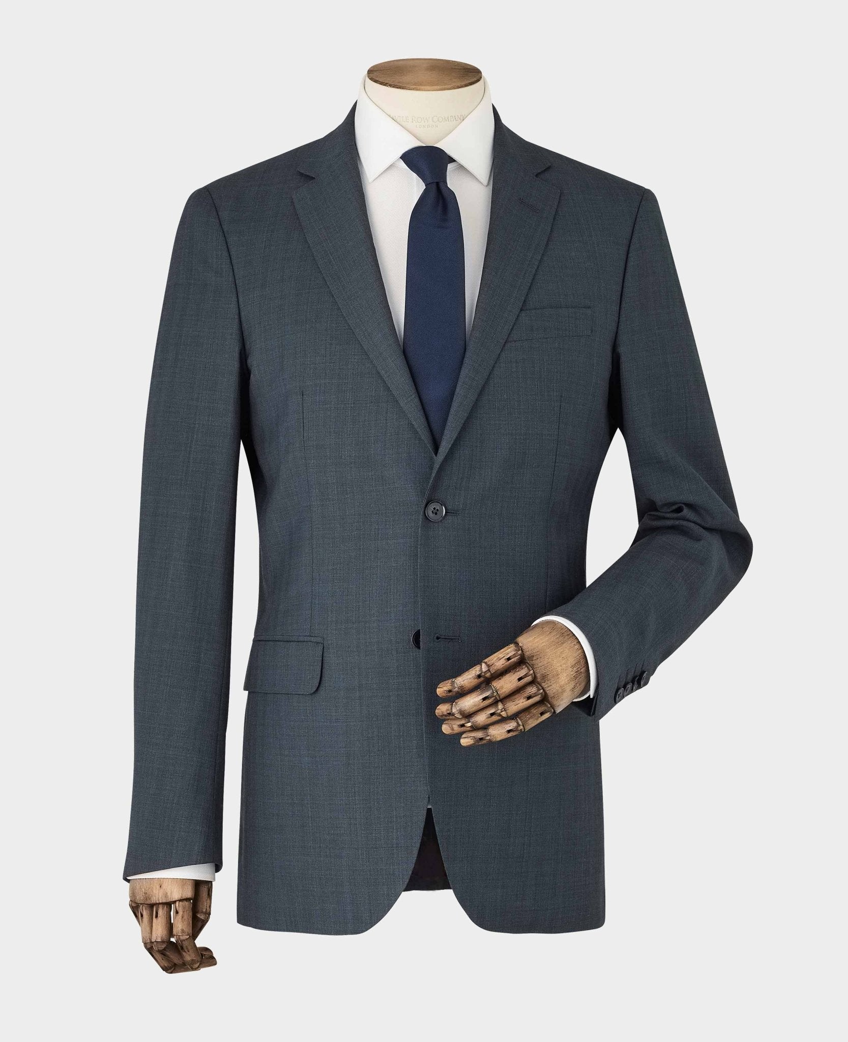 Navy Herringbone Wool-Blend Suit - Image 9