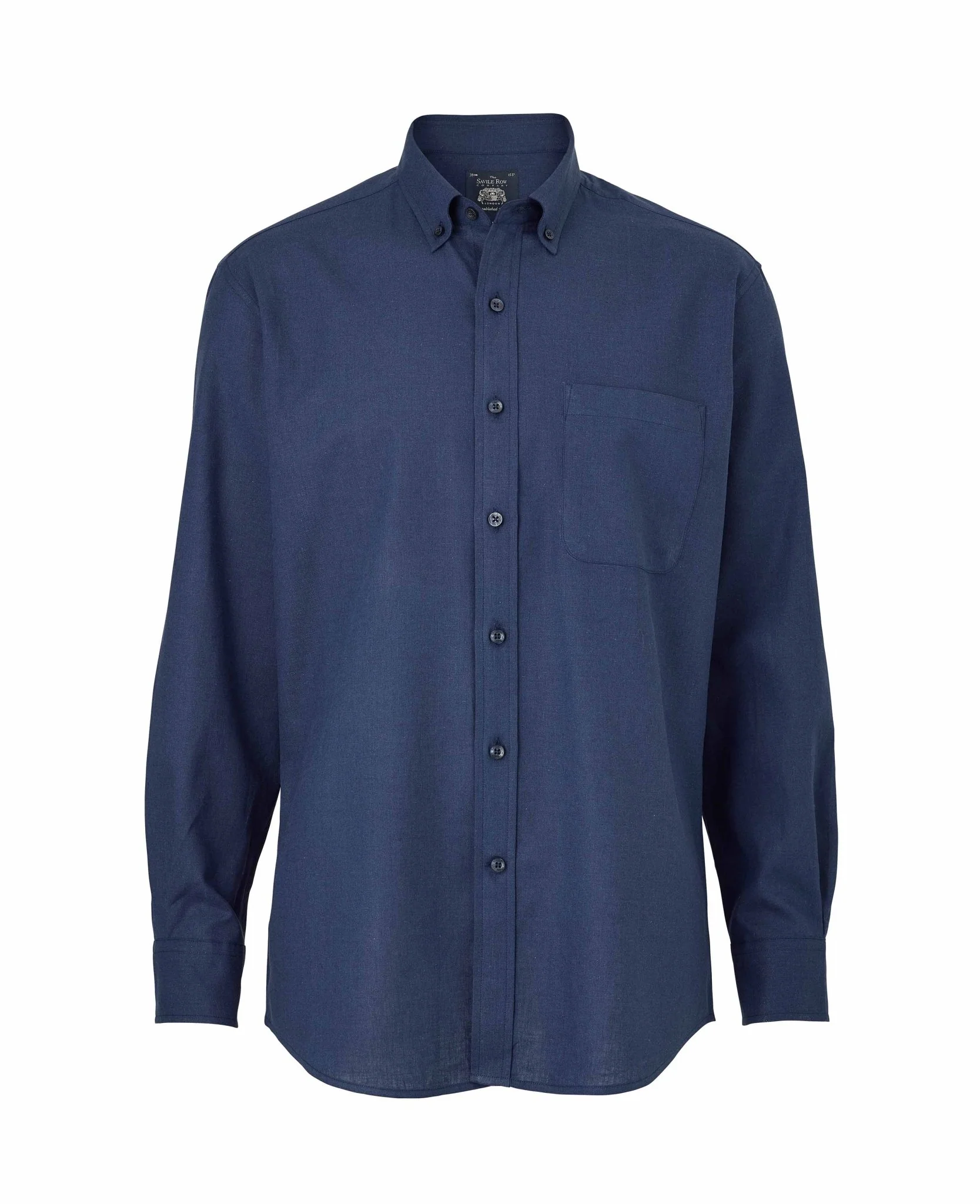 Navy Linen-Blend Classic Fit Casual Shirt - Image 3