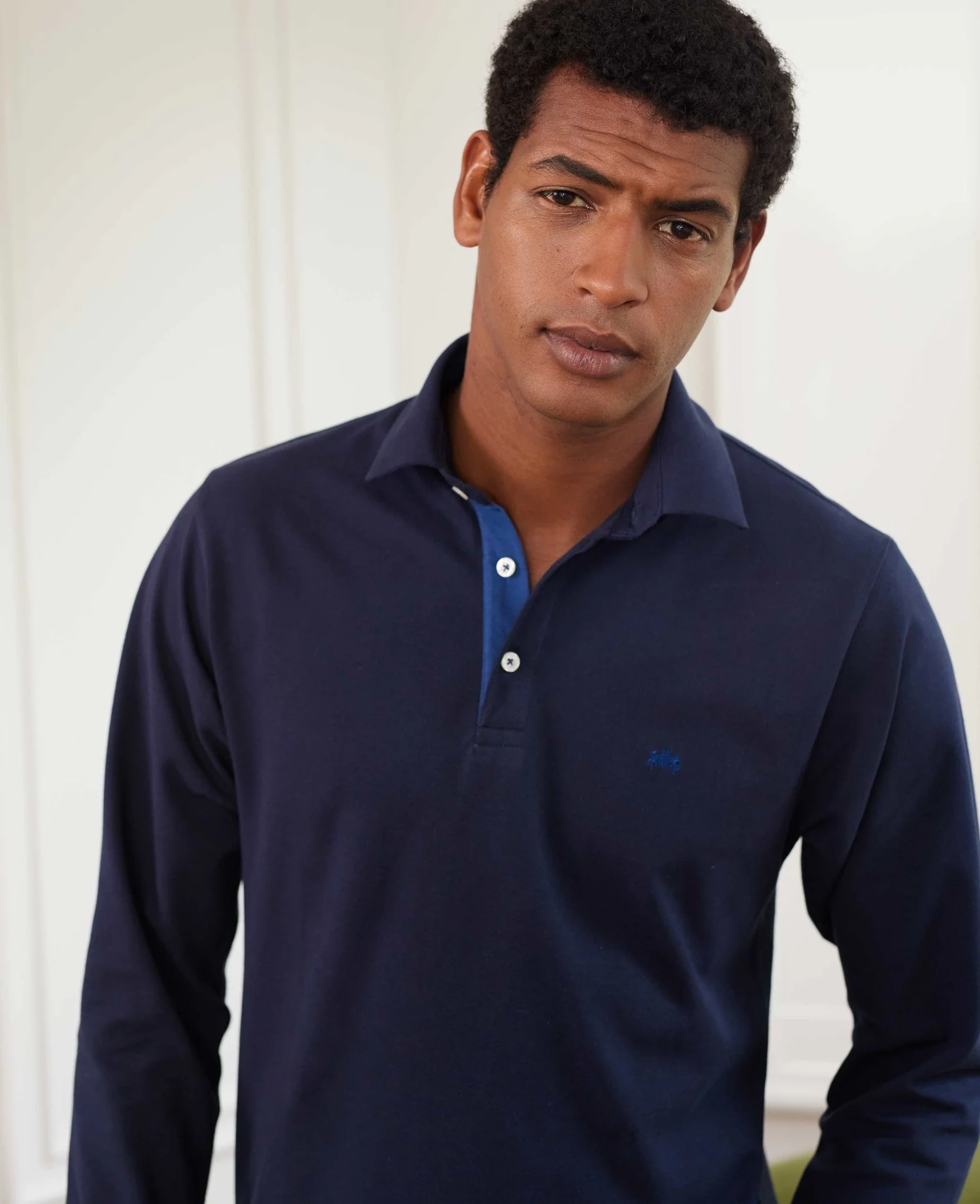 Navy Long Sleeve Polo Shirt - Image 4