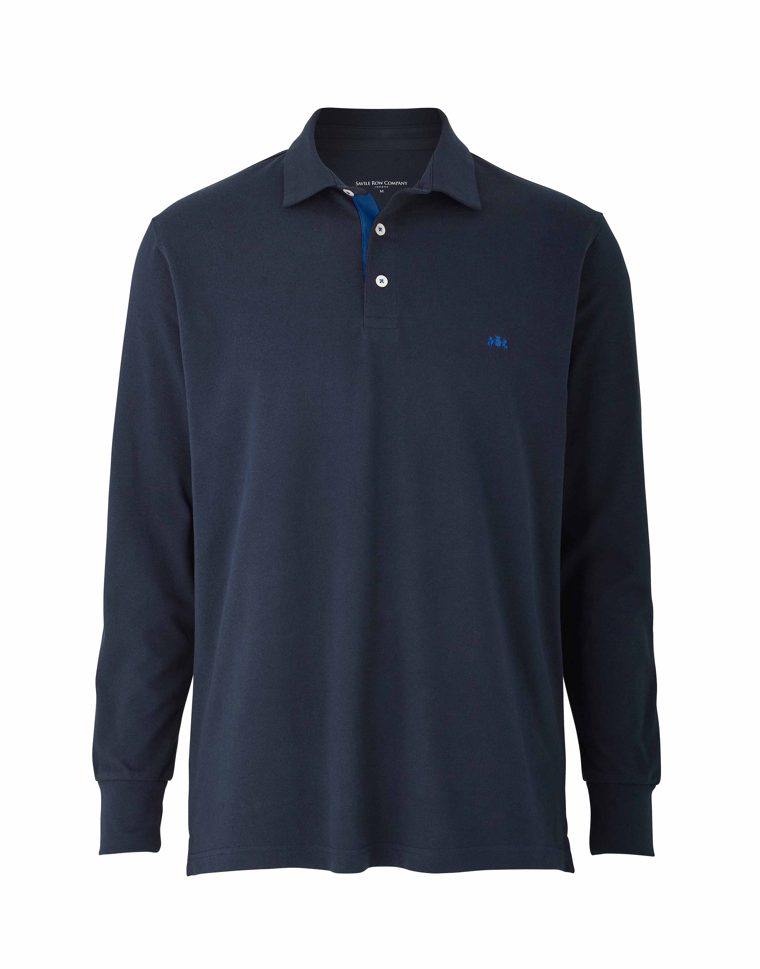 Navy Long Sleeve Polo Shirt - Image 5