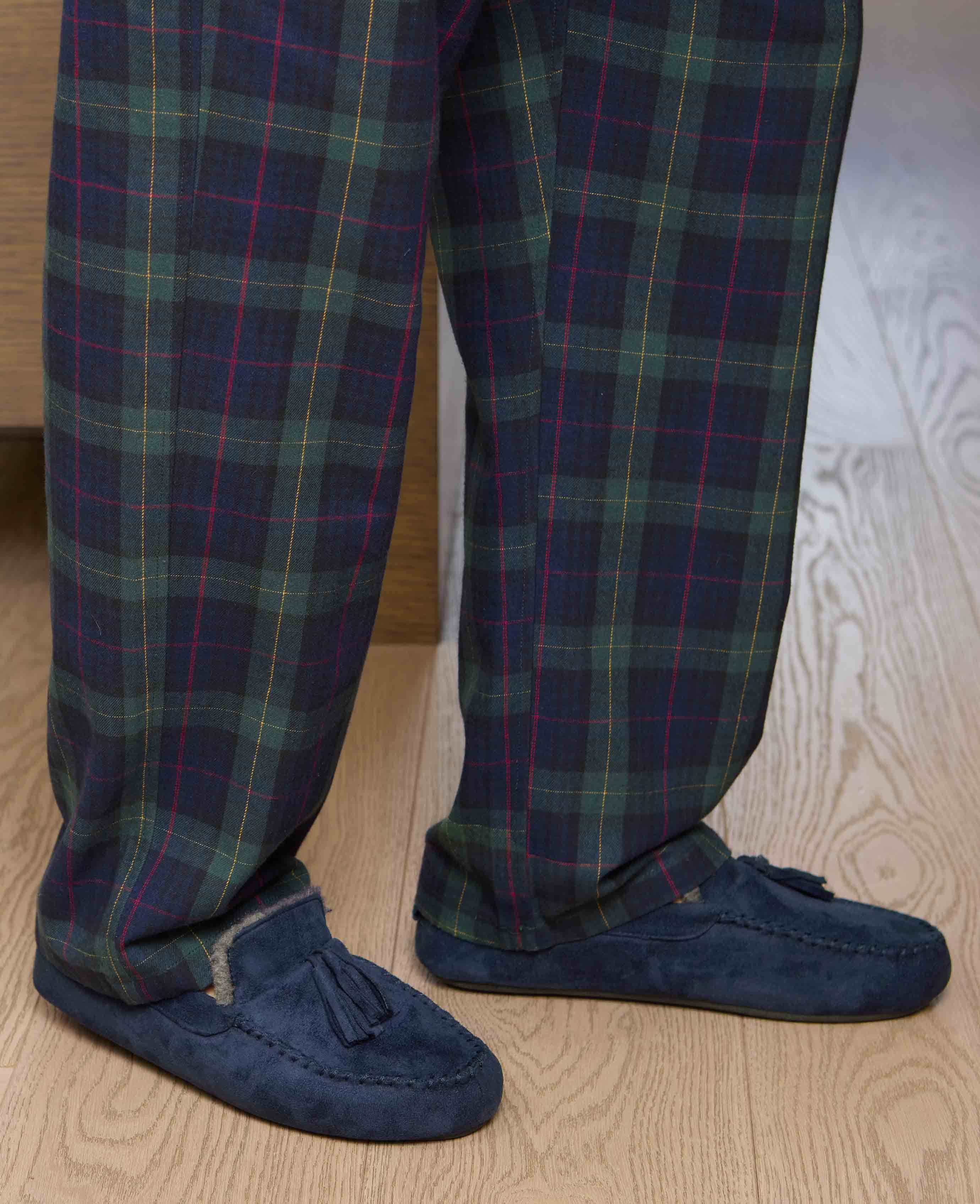 Navy Microsuede Moccasin Slippers - Image 3