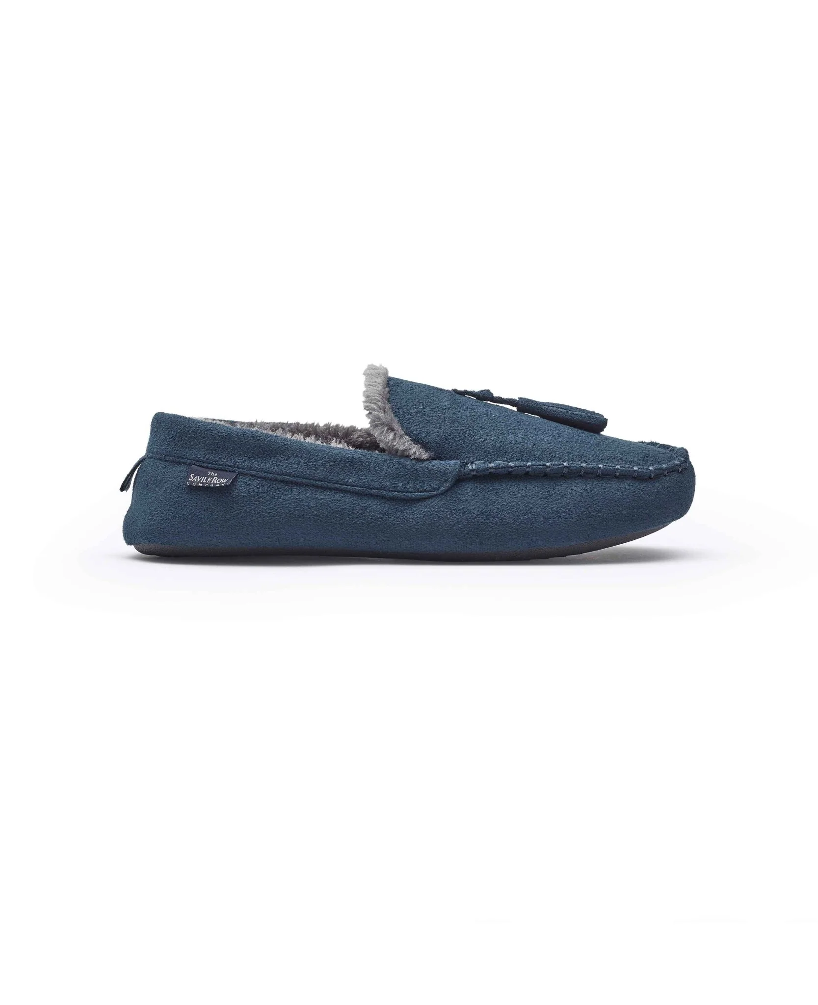 Navy Microsuede Moccasin Slippers - Image 4